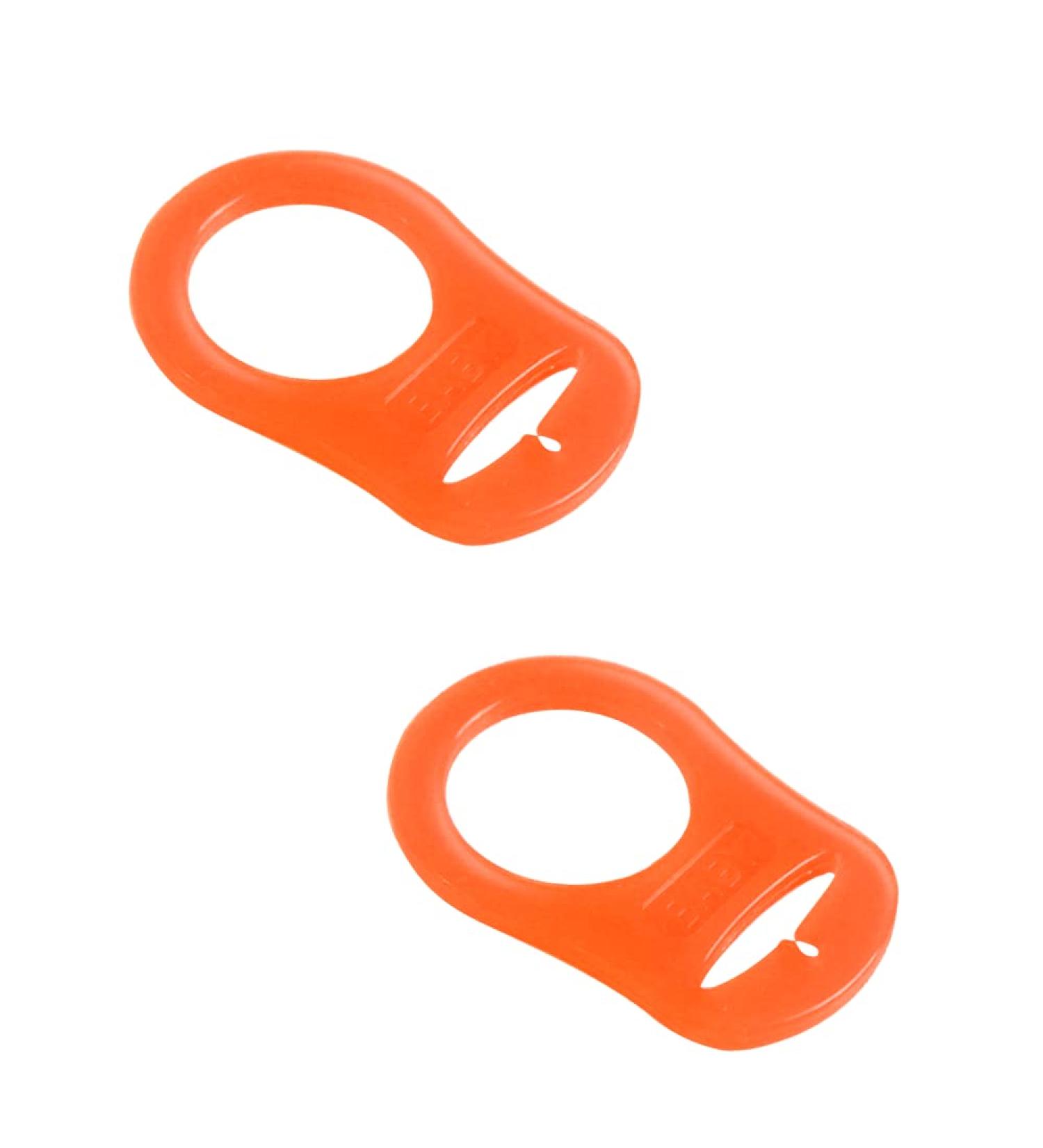 Silicone Dummy Clips Adapter - 2 Pcs Button Ring Pacifier Clip Adapter - Orange - Buy Online on SooperMarket.com
