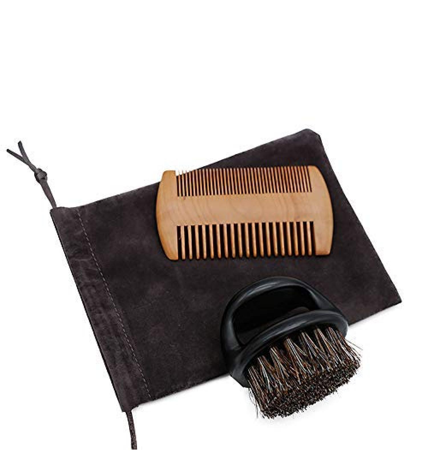 YMZ Men's Double Sided Beard Comb & Shaving Brush Set - Premium Grooming Tool for Stylish Beards | International Shipping Available - Buy Online on SooperMarket.com