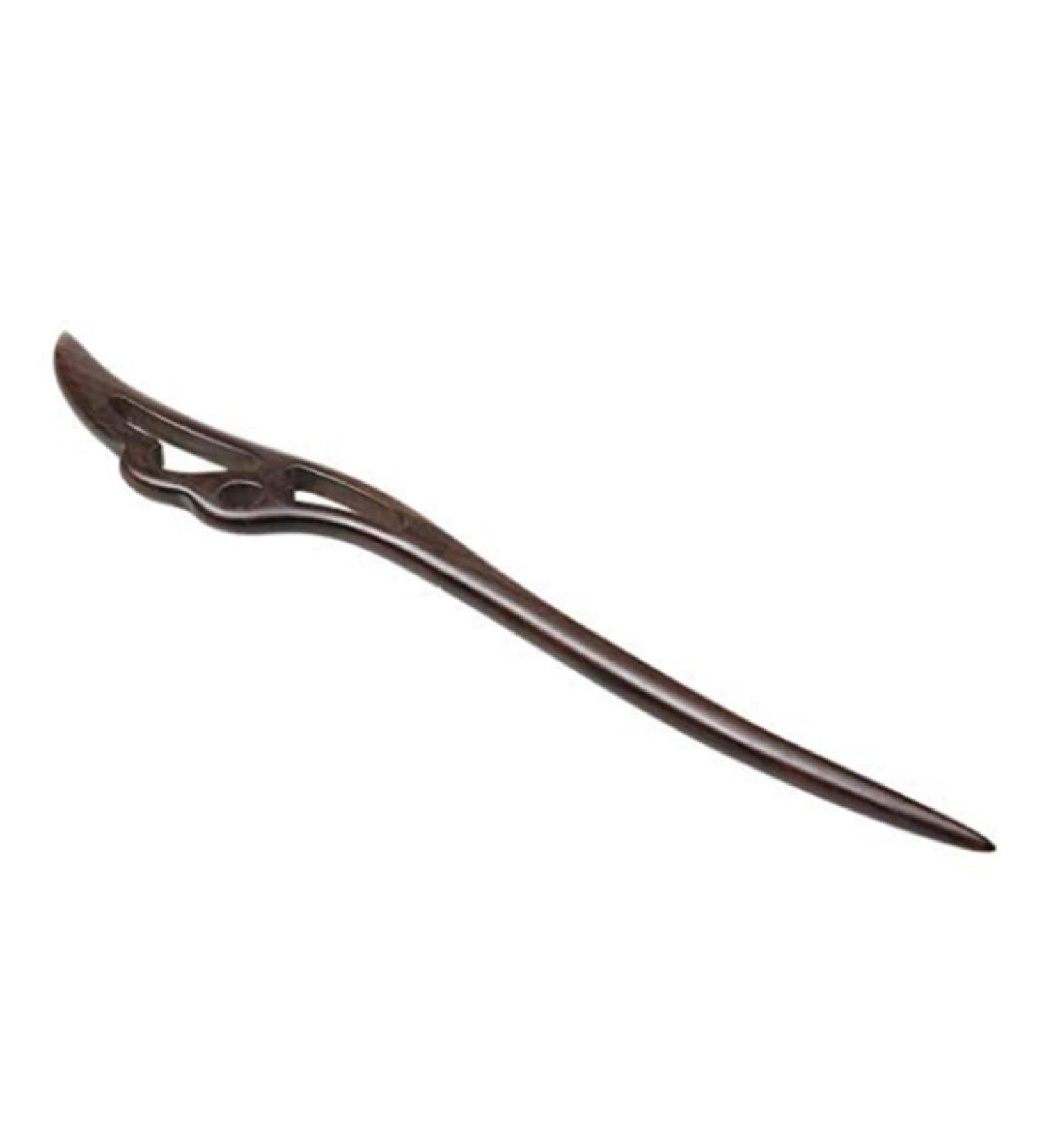 1PC Wooden Hair Stick Vintage Japanese Hair Chopstick Ethnic Ebony Bun Chignon Holders Black 18cm - Buy Online on SooperMarket.com