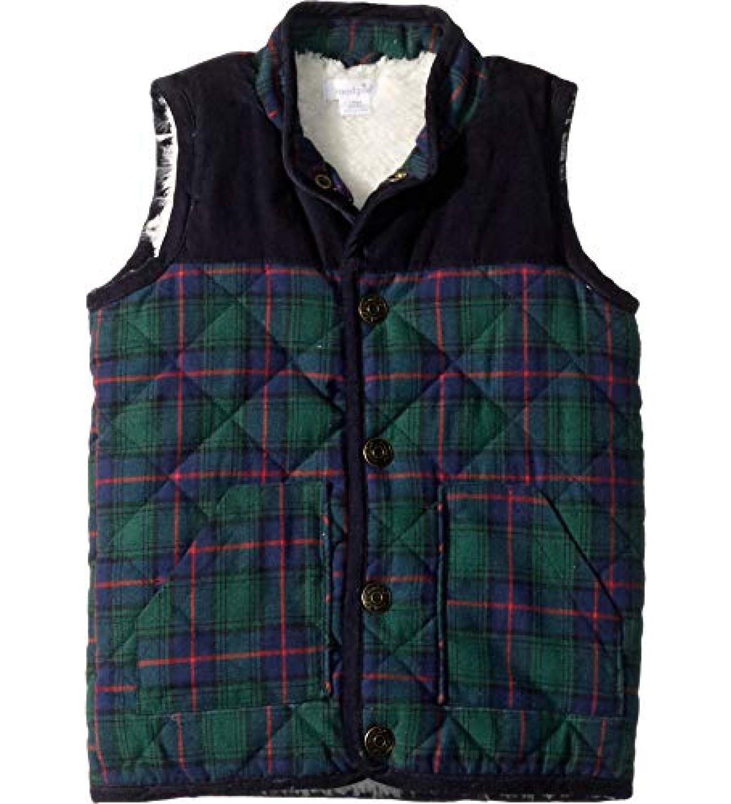 Mud Pie Mens Tartan Sherpa Vest (Infant/Toddler) Large