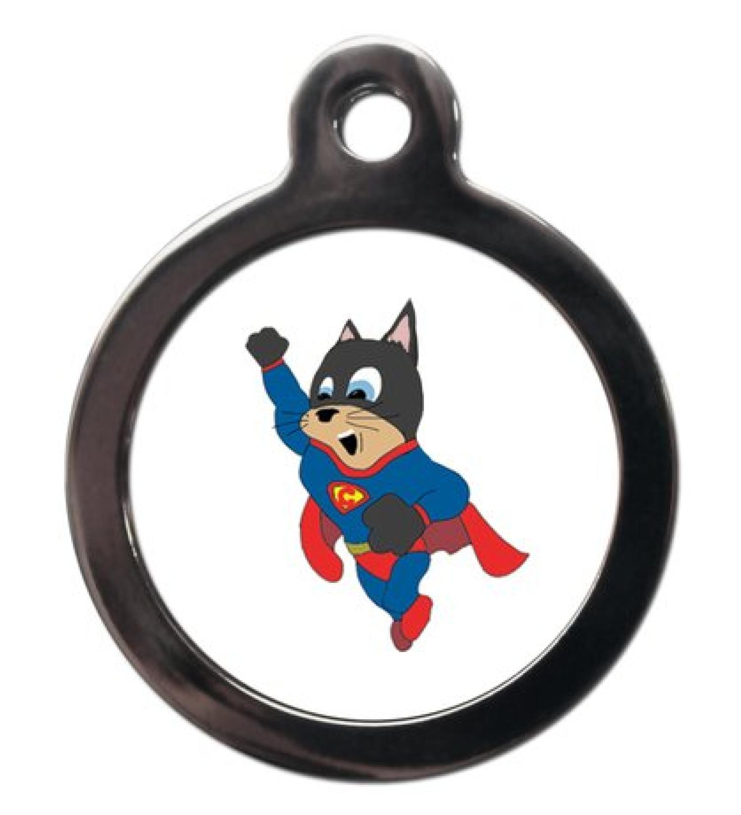 PS Pet Tags - Cat ID Tags - SuperCat Design - Zinc Alloy Metal - Small (24mm) Personalised On Reverse - Cat Name Address Identity Tag - Made in UK - Buy Online on SooperMarket.com