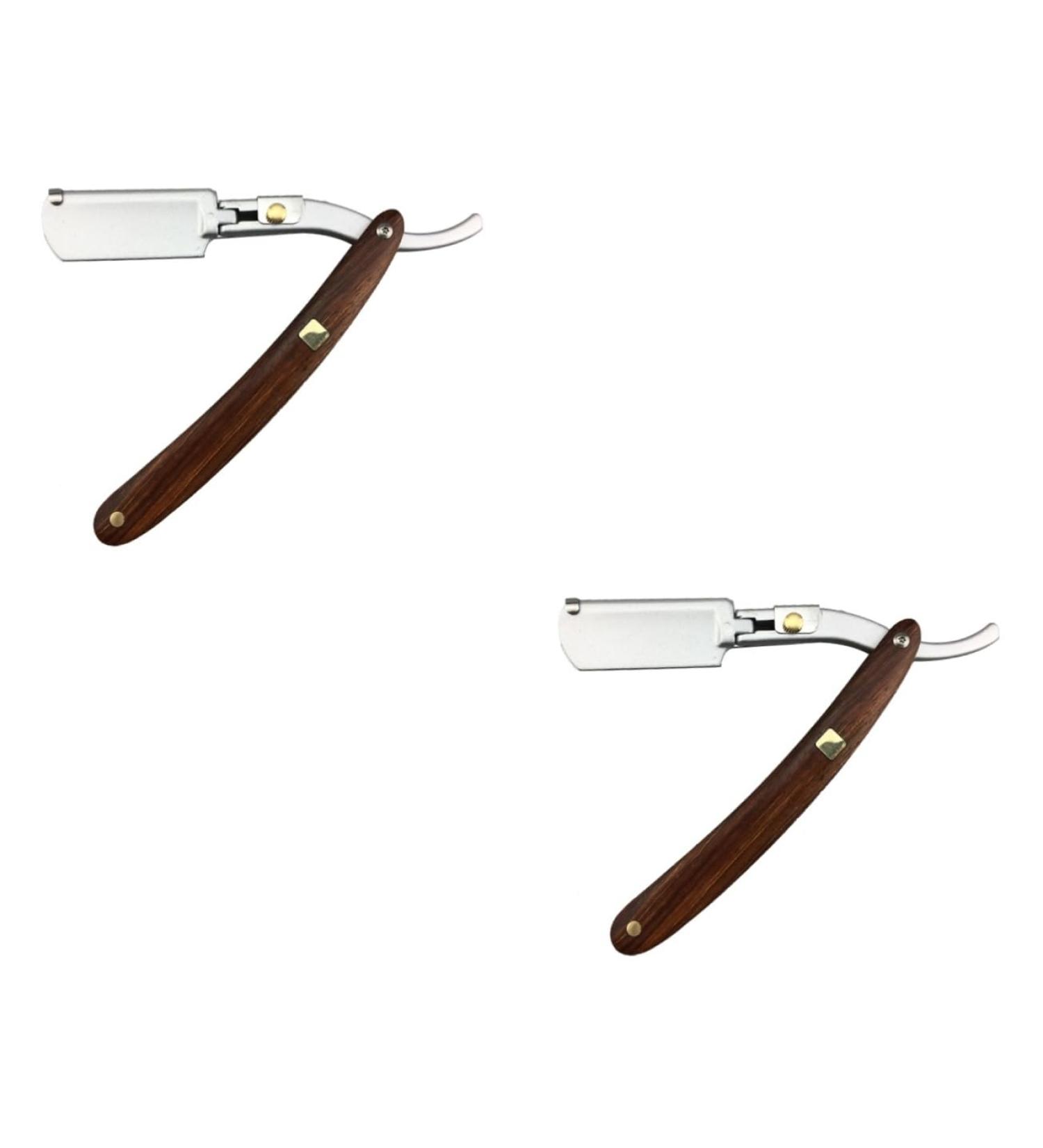 Angoily 2pcs Cutlery Holder - Safe Manual Razor for Men with Wooden Handle & Metal Design | International Shipping Available - Buy Online on SooperMarket.com