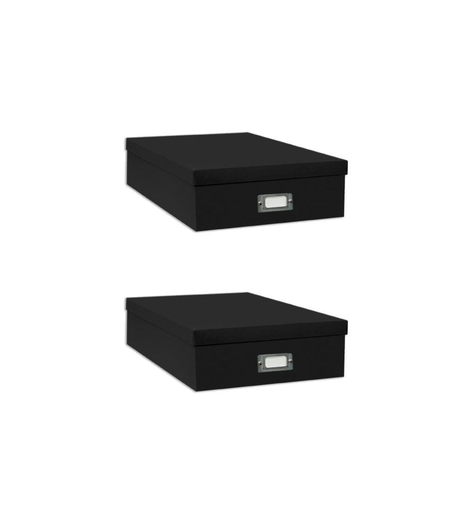 Pioneer Jumbo Scrapbook Storage Box Black 14.75 Inch x 13 Inch x 3.75 Inch (Two Pack)