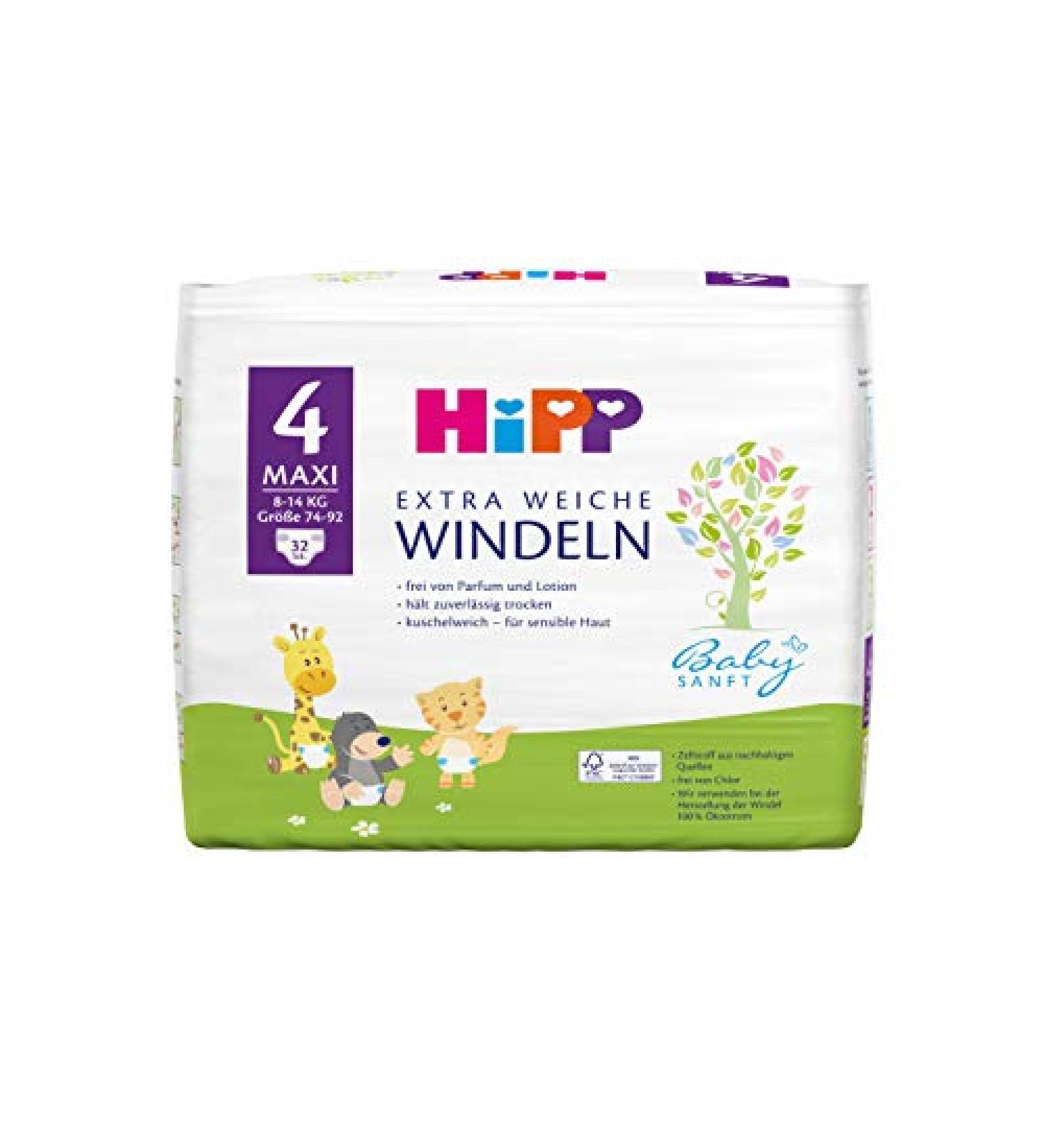 Hipp Babysanft Maxi 4 Diapers (8-14kg Size 74-92) - Pack of 6 | Premium International Shipping - Buy Online on SooperMarket.com
