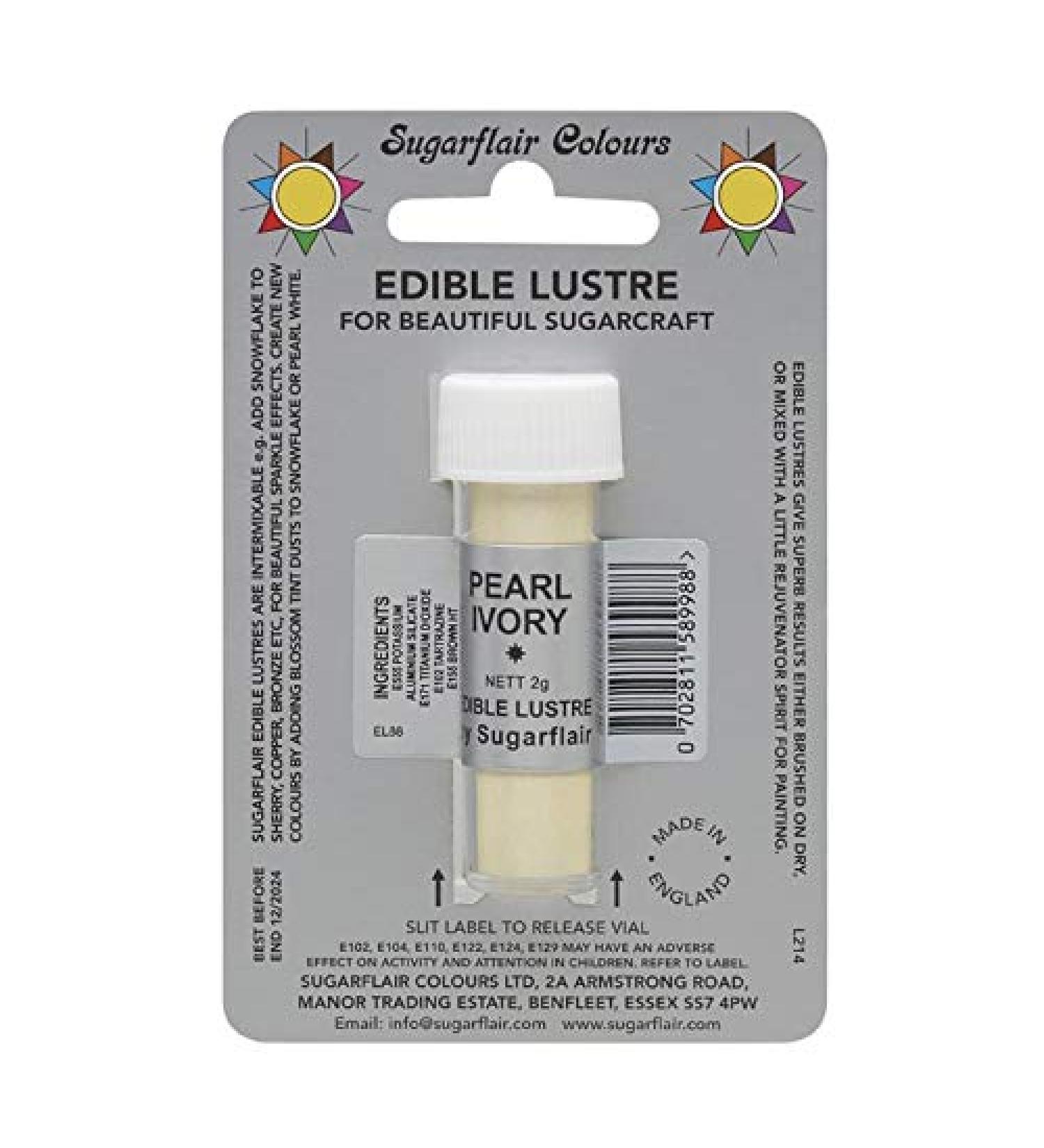 Sugarflair PEARL IVORY Edible Lustre Dust Powder - Cake decorating shimmer