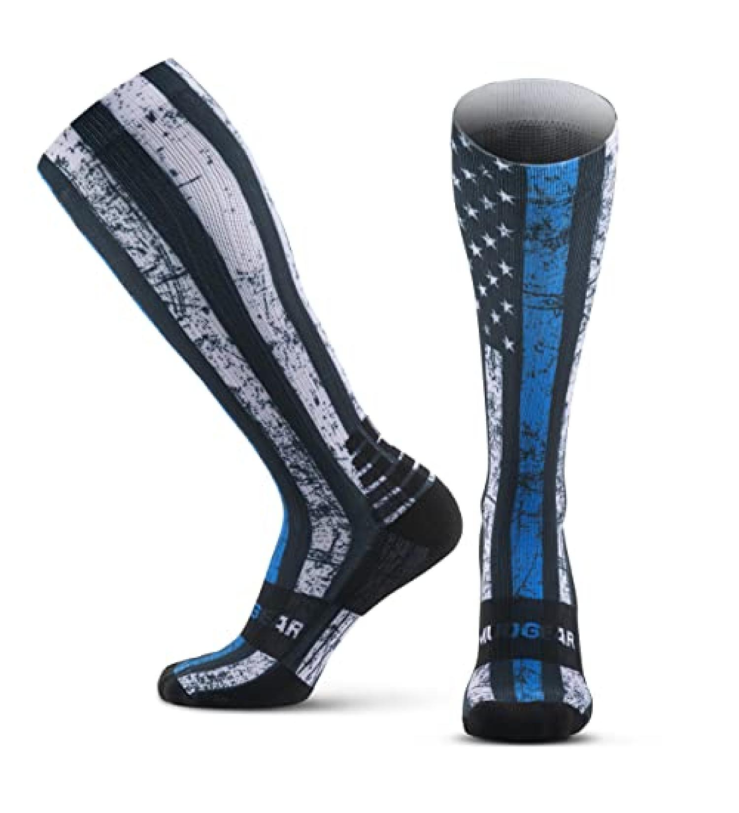 MudGear Premium Compression Socks - Special Edition for Run, Hike, Trail, Recovery - Medium Blue Line - Buy Online on SooperMarket.com