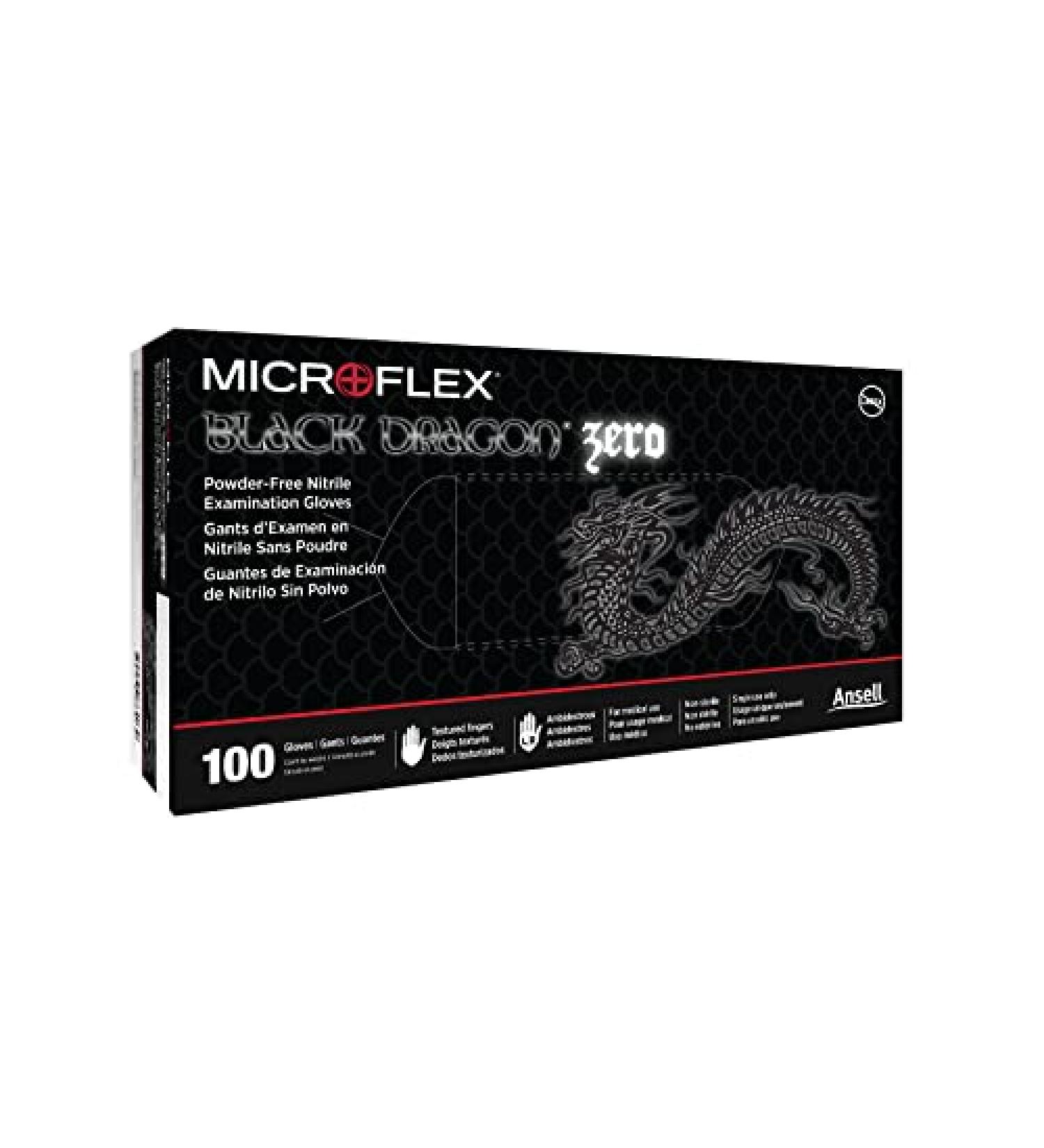 Microflex Black Dragon Zero BD-100N 5mil Disposable Nitrile Gloves w/ Textured Fingertips for Automotive Aftermarket Large Box (100) - Buy Online on SooperMarket.com