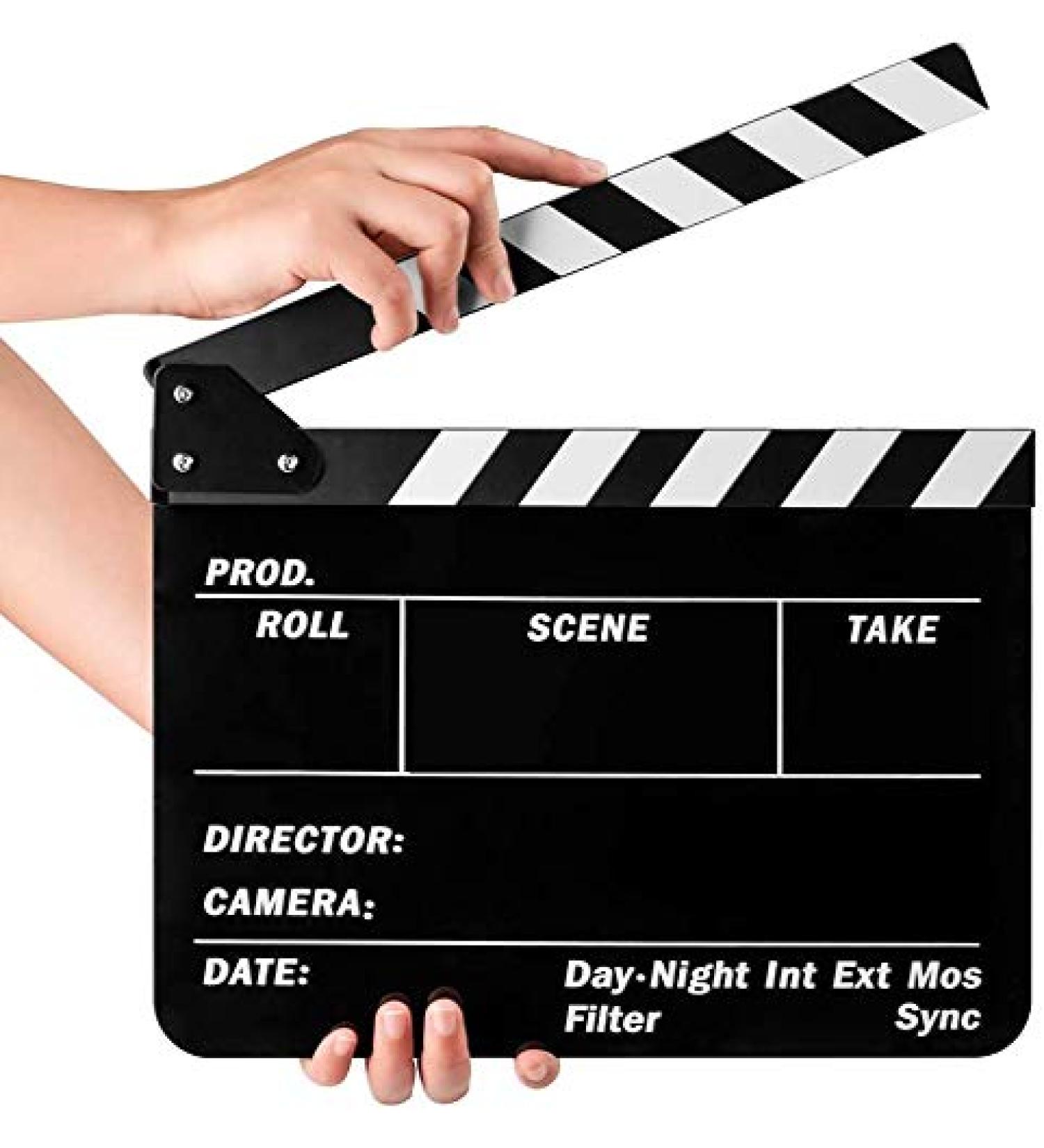 Sedremm Dry Erase Director's Film Movie Clapperboard Slate for Film TV MovieCut Action Scene (10x12in/24.5x30cm) White Clapboard and Colorful Stick - Buy Online on SooperMarket.com