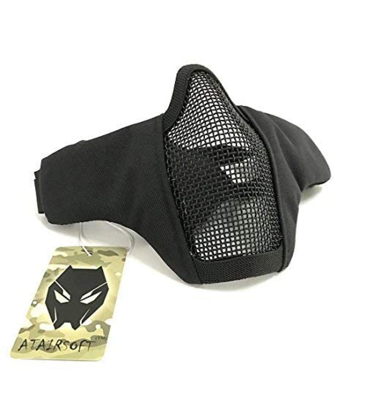 Tactical Airsoft CS Protective Clothing Strike Steel Half Mask with 2 Belts for Hunting Paintball WorldShopping4U BK