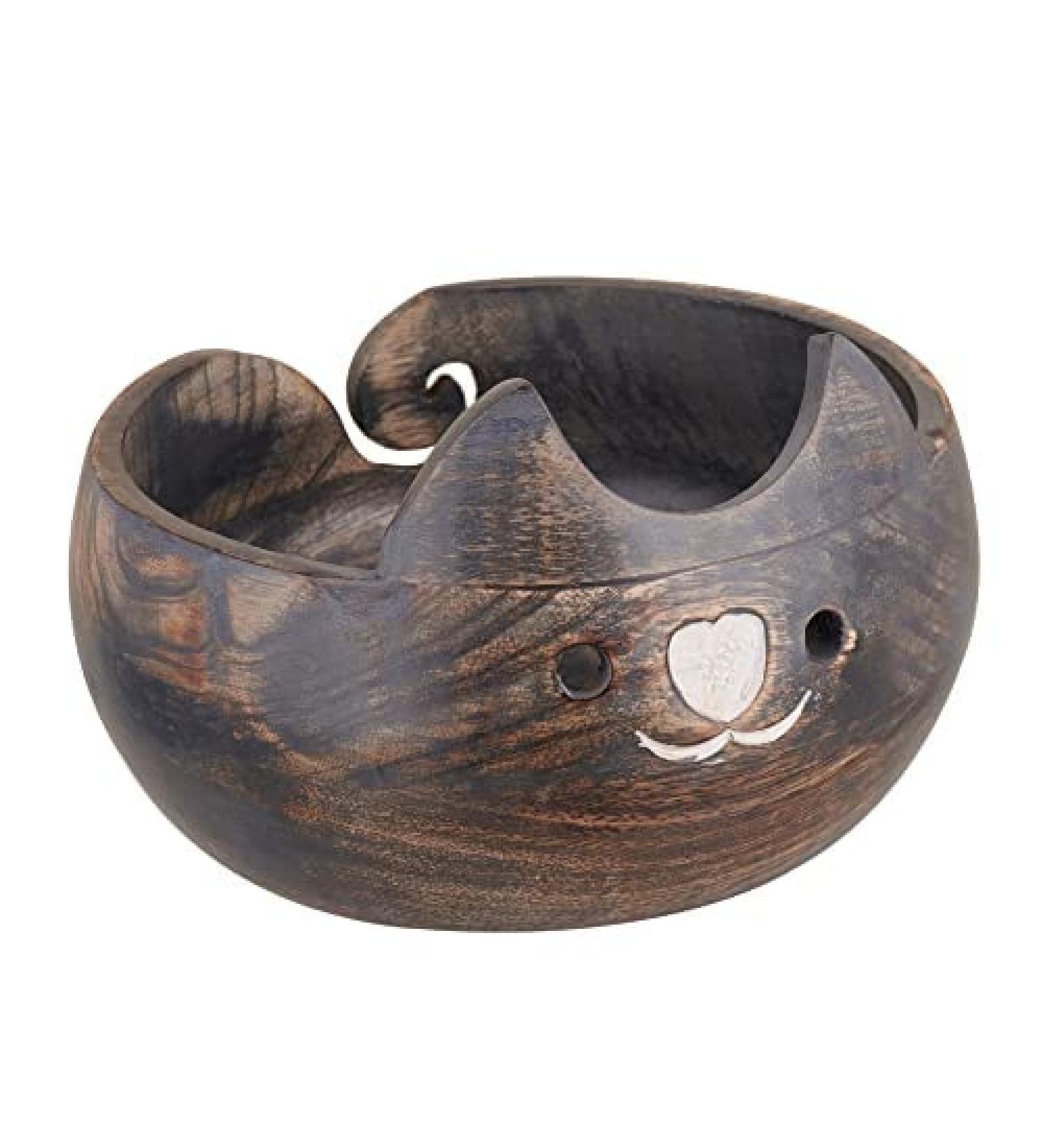 Handmade Large Wooden Yarn Bowl - Crochet and Knitting Accessories Organizer - Buy Online on SooperMarket.com