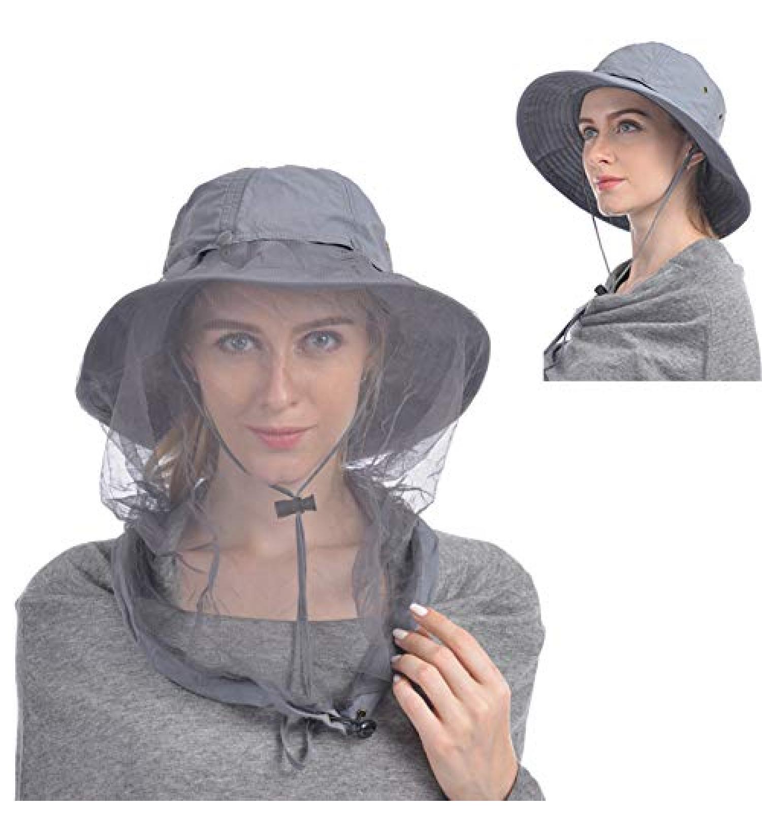 USHAKE Safari Hat with Hidden Net Mesh - Grey | Sun Protection Bucket Hat for Outdoor Activities - Buy Online on SooperMarket.com