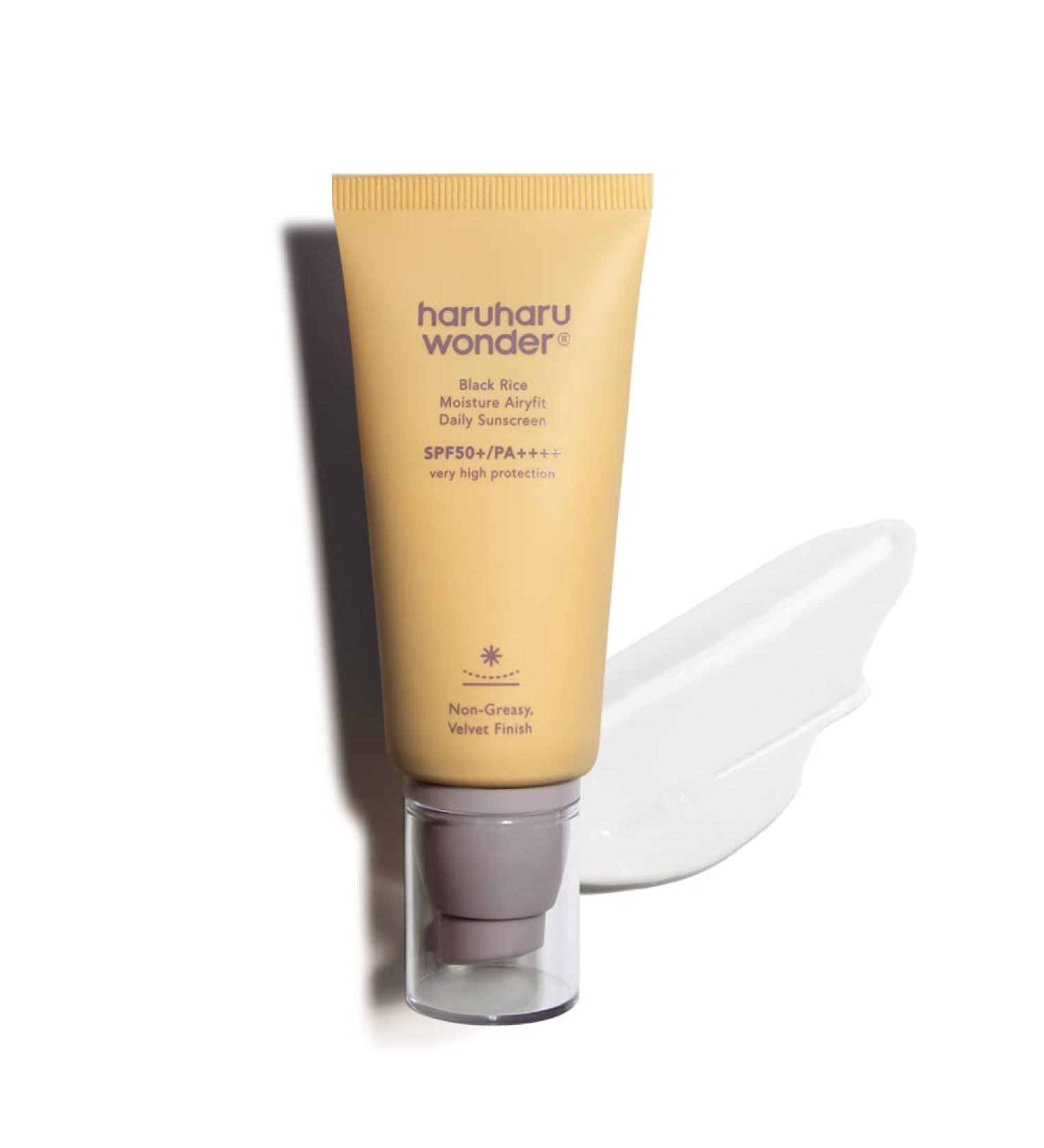 Haruharu Wonder Black Rice Moisture Airyfit Daily Sunscreen 50ml - Reef Safe Formula, Non-Greasy Velvet Finish - Buy Online on SooperMarket.com