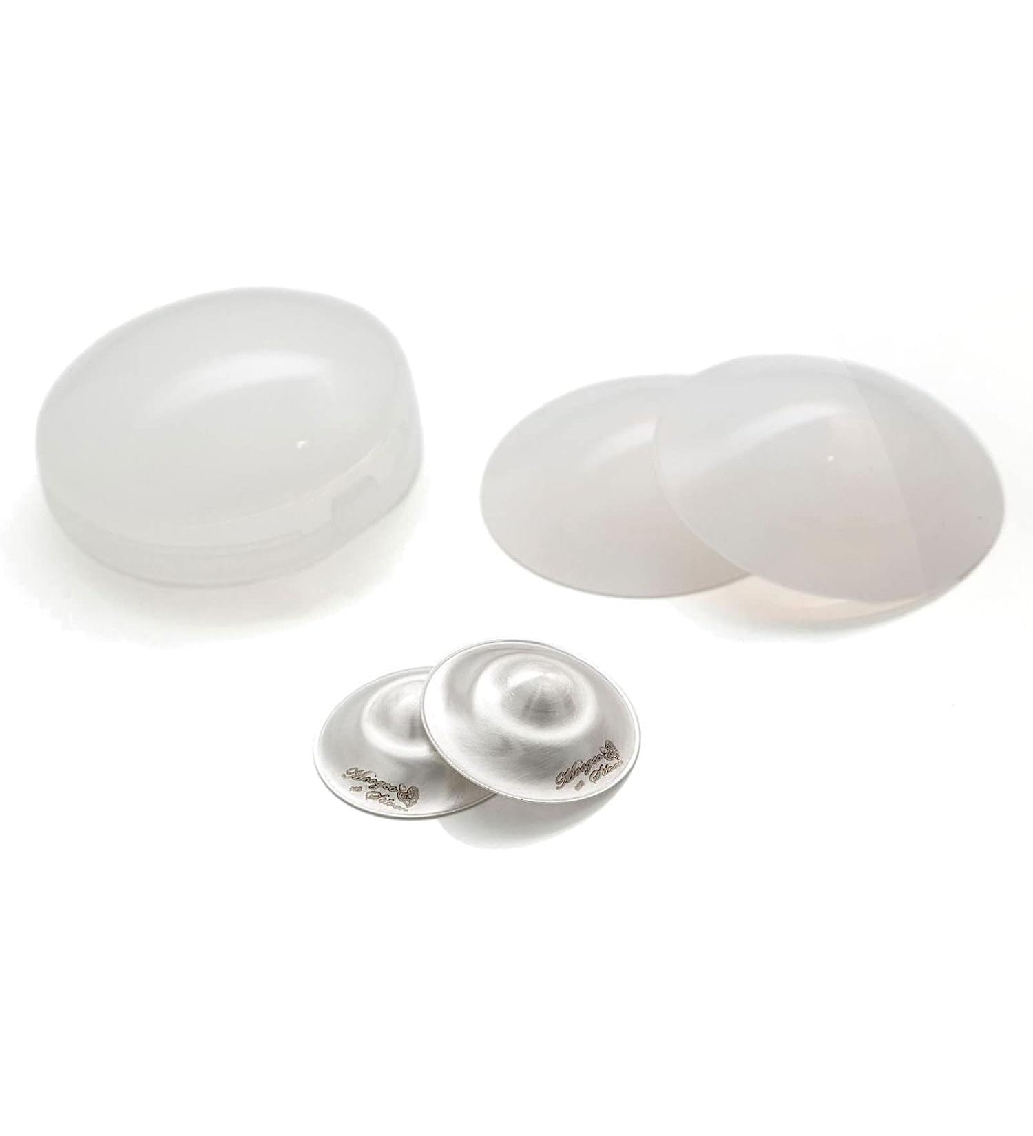 925 Silver Nursing Cups w/ Silicone Pads - Nipple Shields for Newborn Nursing - Soothe & Protect Nipples - Buy Online on SooperMarket.com