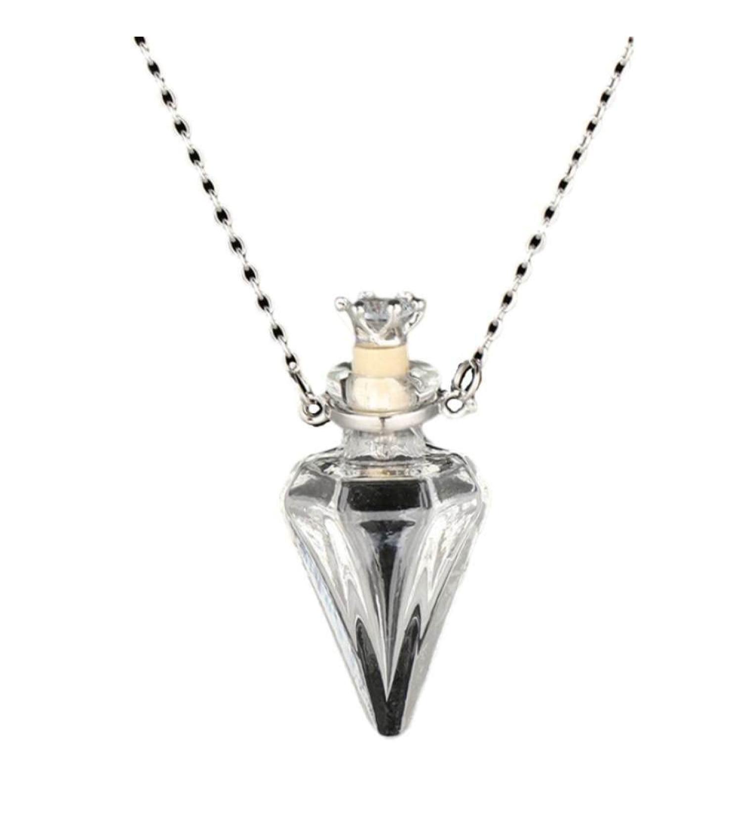 Lodmloer Memorial Sacrificial Hall Chain - Clear Crown Stopper Ball Heart Glass Mini Necklace | Fire Burial Souvenir Jewelry | Essential Oil Urn 5-60cm - Buy Online on SooperMarket.com