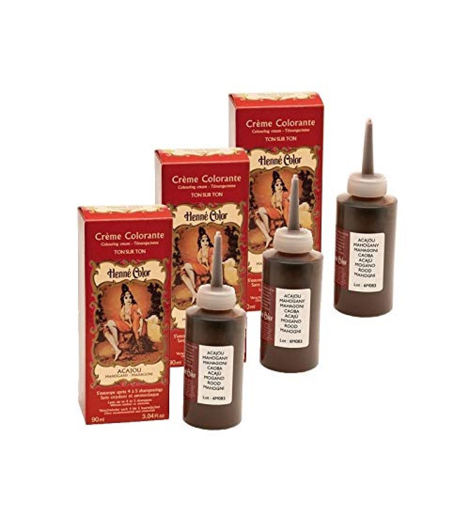 3 creams color cream mahogany 100 % natural without sulfate for hair semi-permanent natural care henna capillary 3 x 90 ml