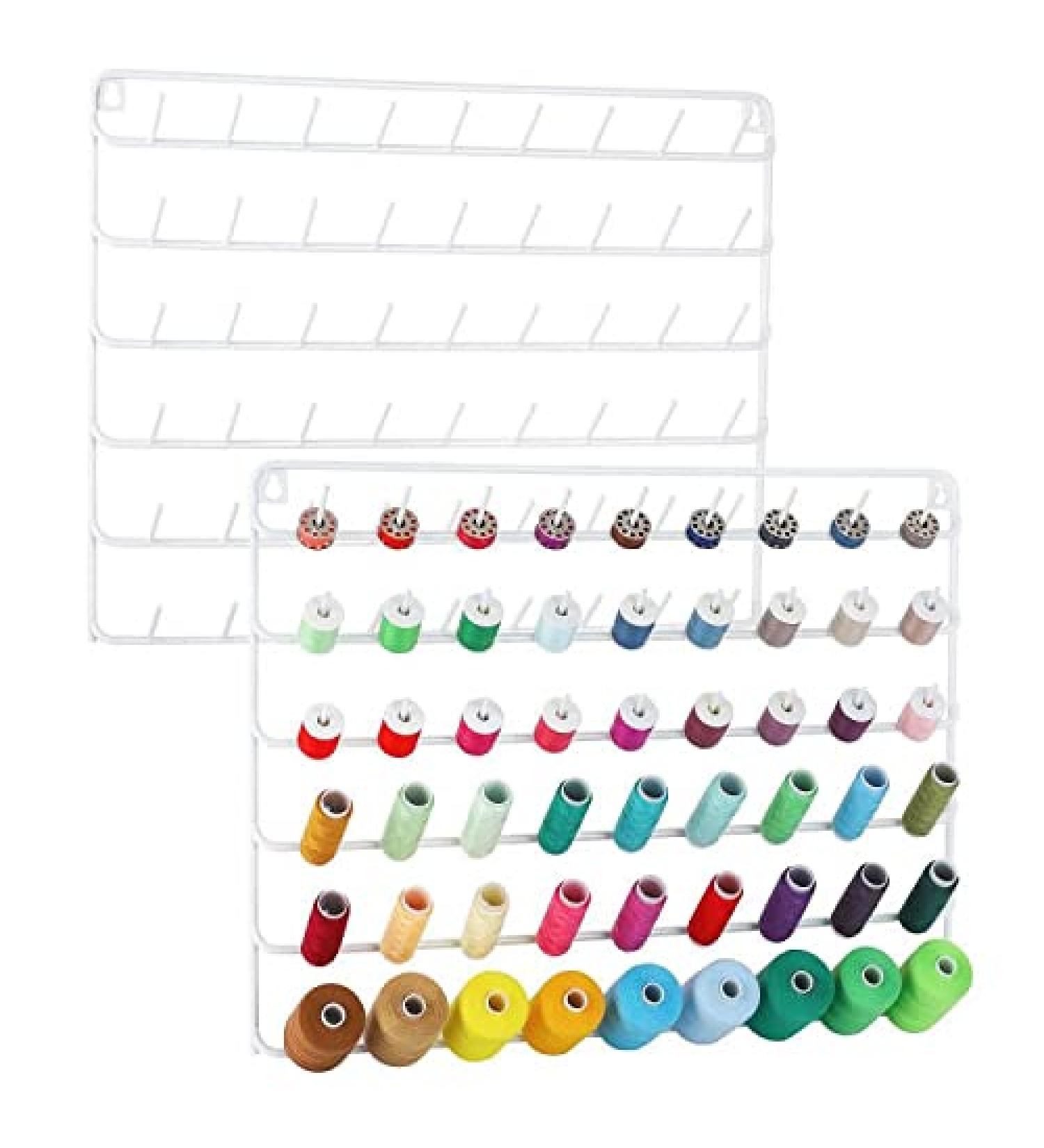 MOOACE 54 Spools Thread Holder Set of 2 - Metal Thread Rack Organizer for Embroidery, Quilting, Sewing - White - Buy Online on SooperMarket.com