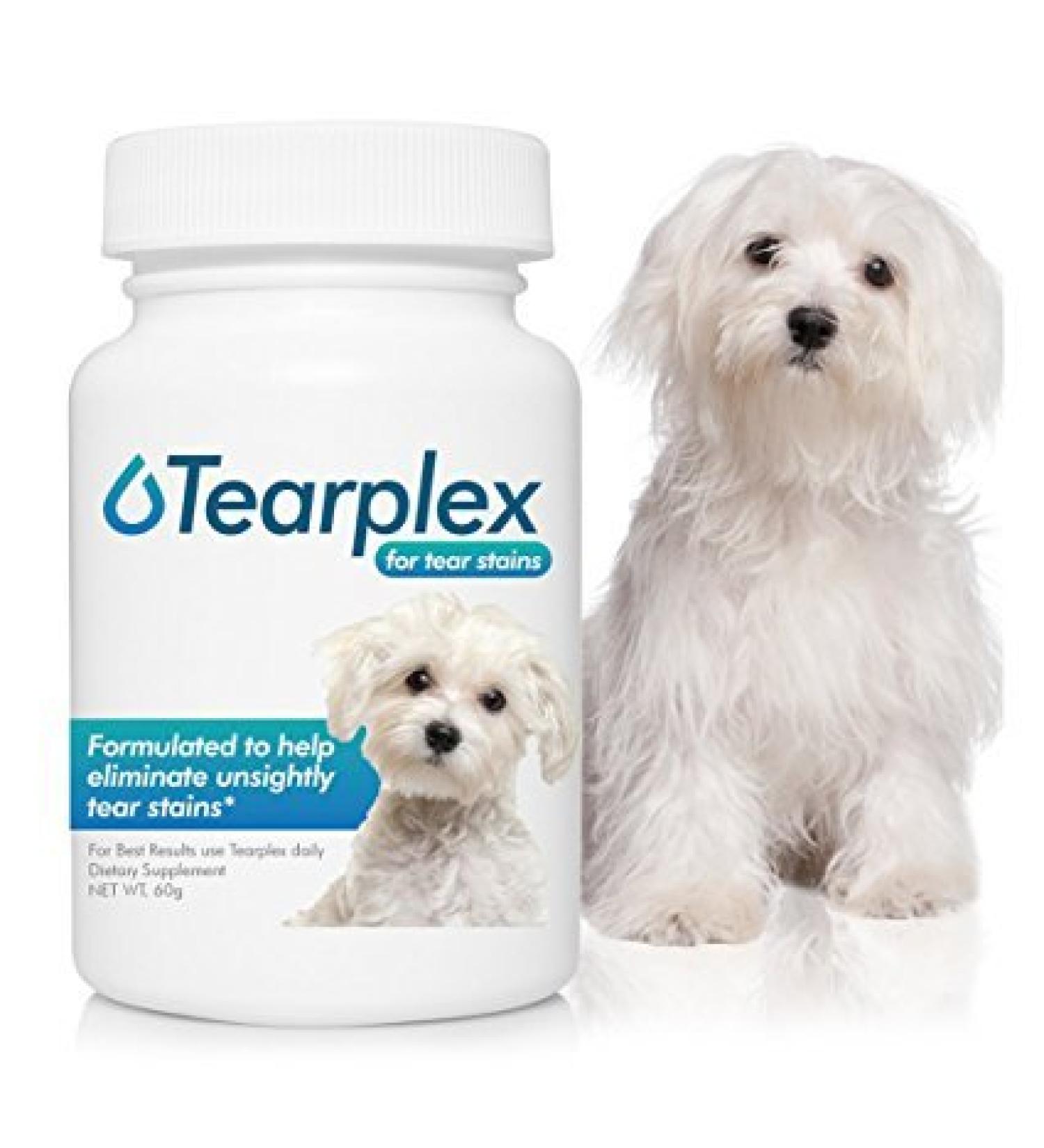 TEARPLEX Tear Stain Supplement for Dogs and Cats - 1 Rated Natural USA-Made Tear Stain Product, Veterinarian Trusted, Beef Flavored - Buy Online on SooperMarket.com