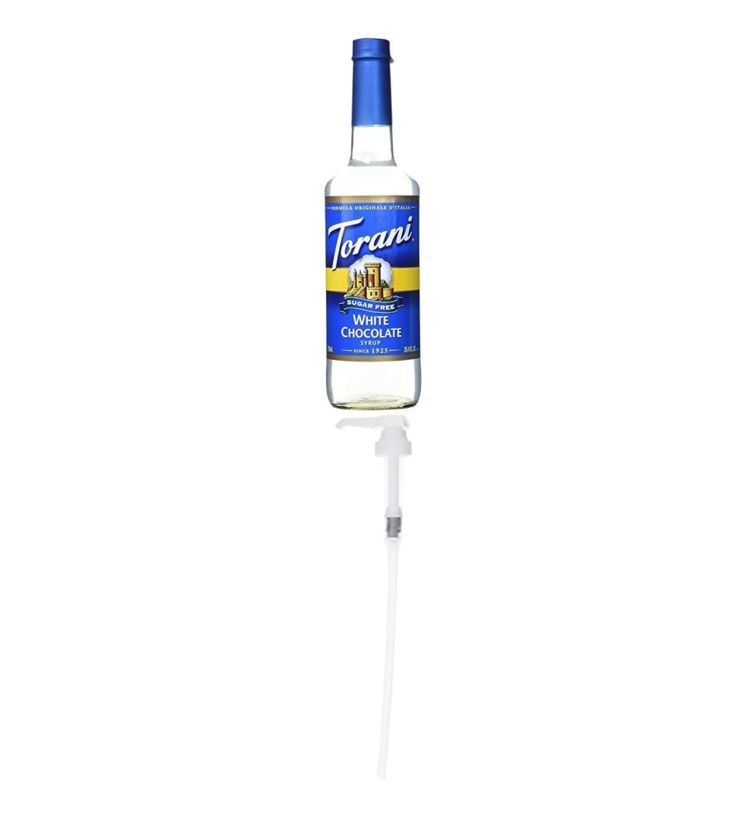 TORANI Sugar Free White Chocolate Syrup PET (Plastic Bottle) 750 ML and Torani Flavored Flavour Syrup Pump for 750ml