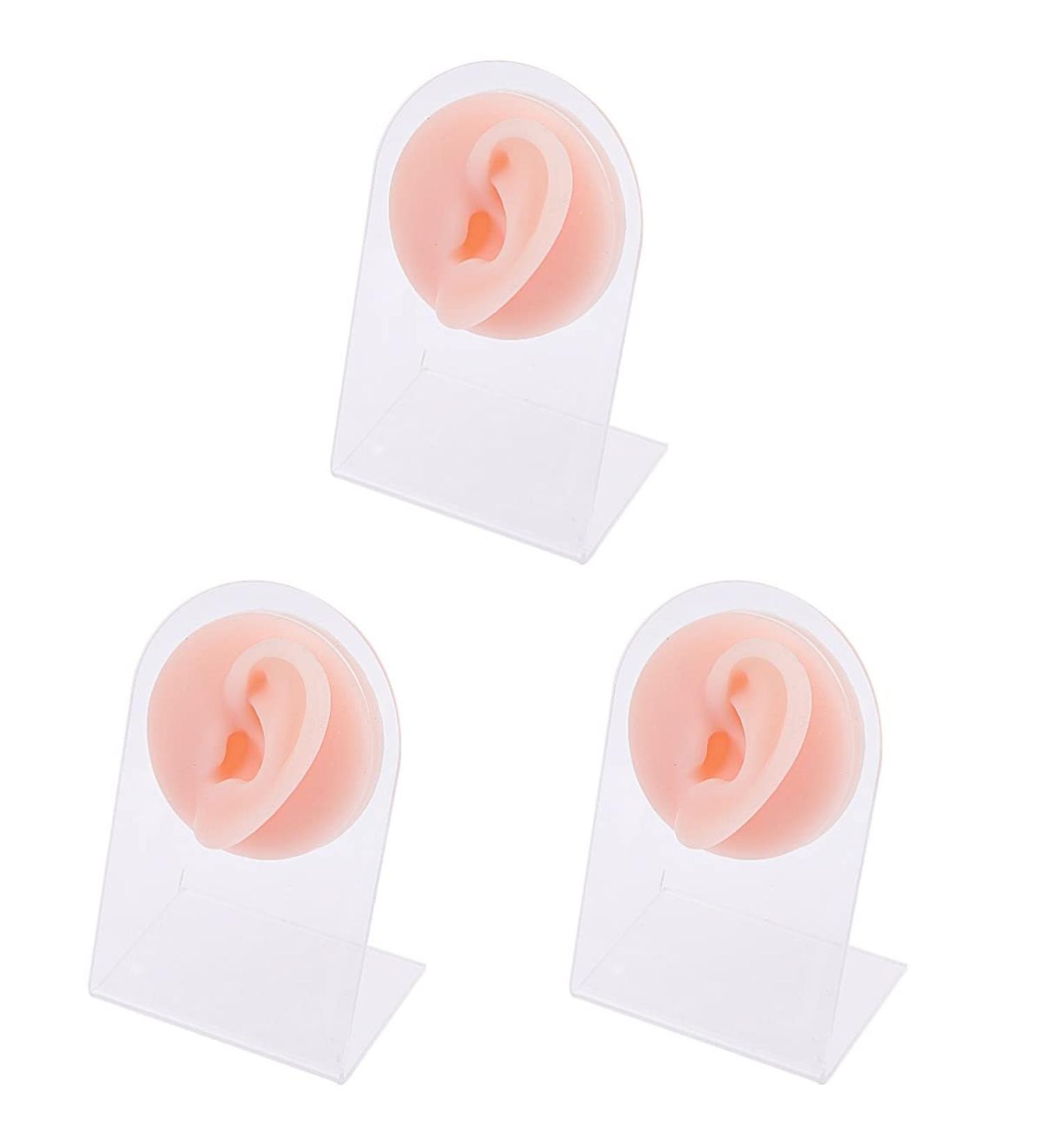 KALLORY Silicone Ear Jewelry Tools Set - 3 Pieces Rubber Ear Models for Piercing Kit - Reusable & Soft - Complexion - 11.5x7.5cm - Buy Online on SooperMarket.com
