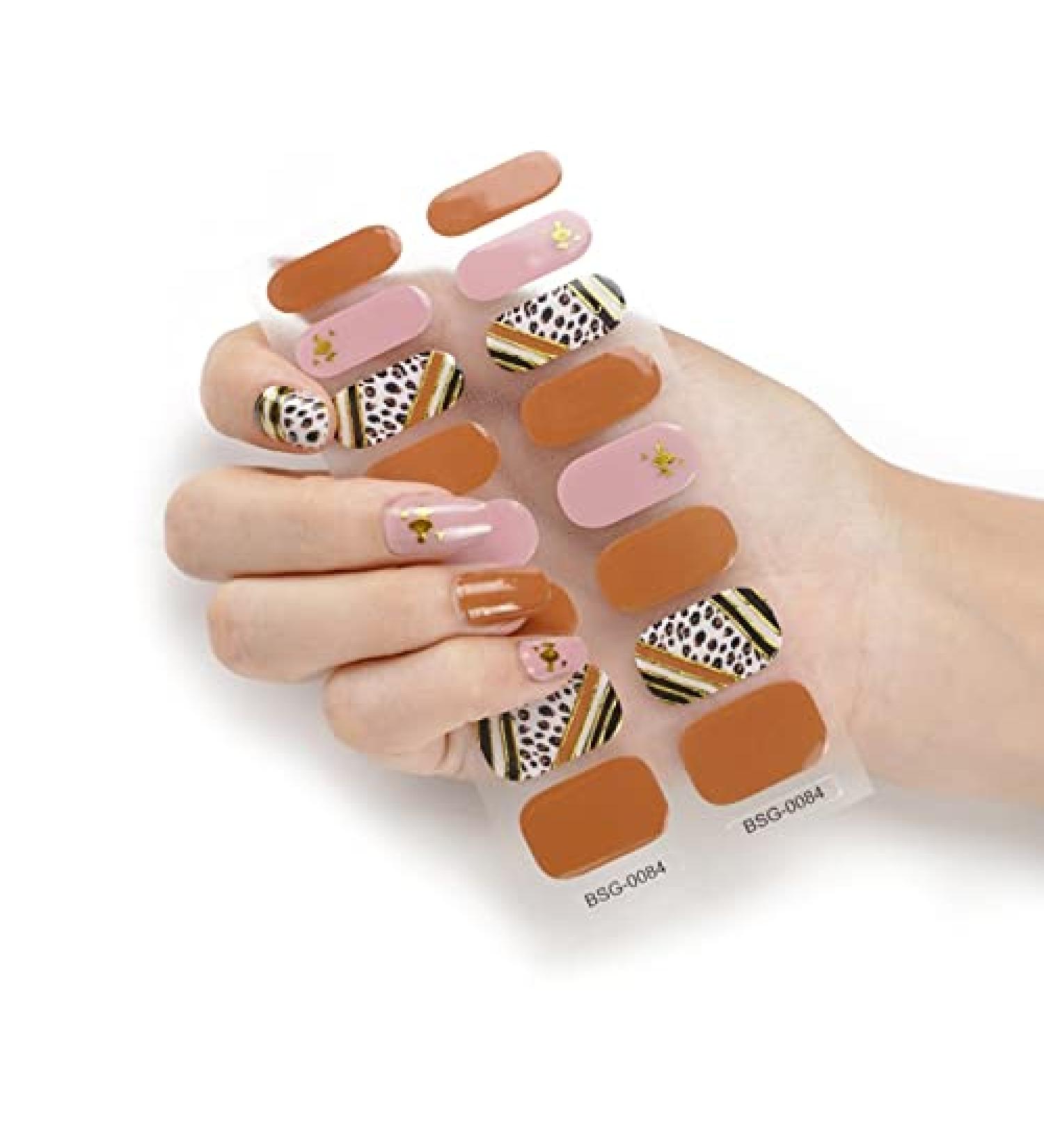 Semi-cured Gel Nail Sticker UV/LED Lamp Required Gel Nail Polish Wrap Fashion Design Gel Nail Art Stickers for Women Winter Autumn 0084 - Buy Online on SooperMarket.com
