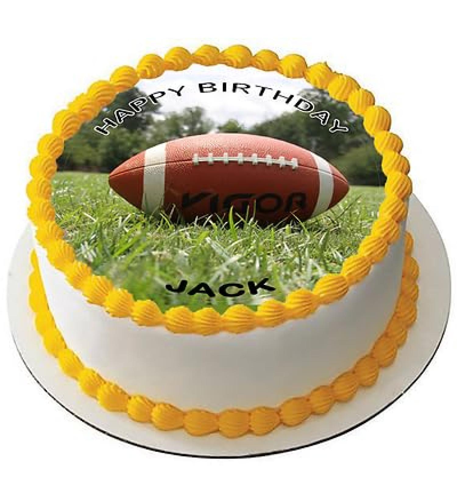 AMERICAN FOOTBALL 7.5" PREMIUM ROUND ICING CAKE TOPPER PARTY D10