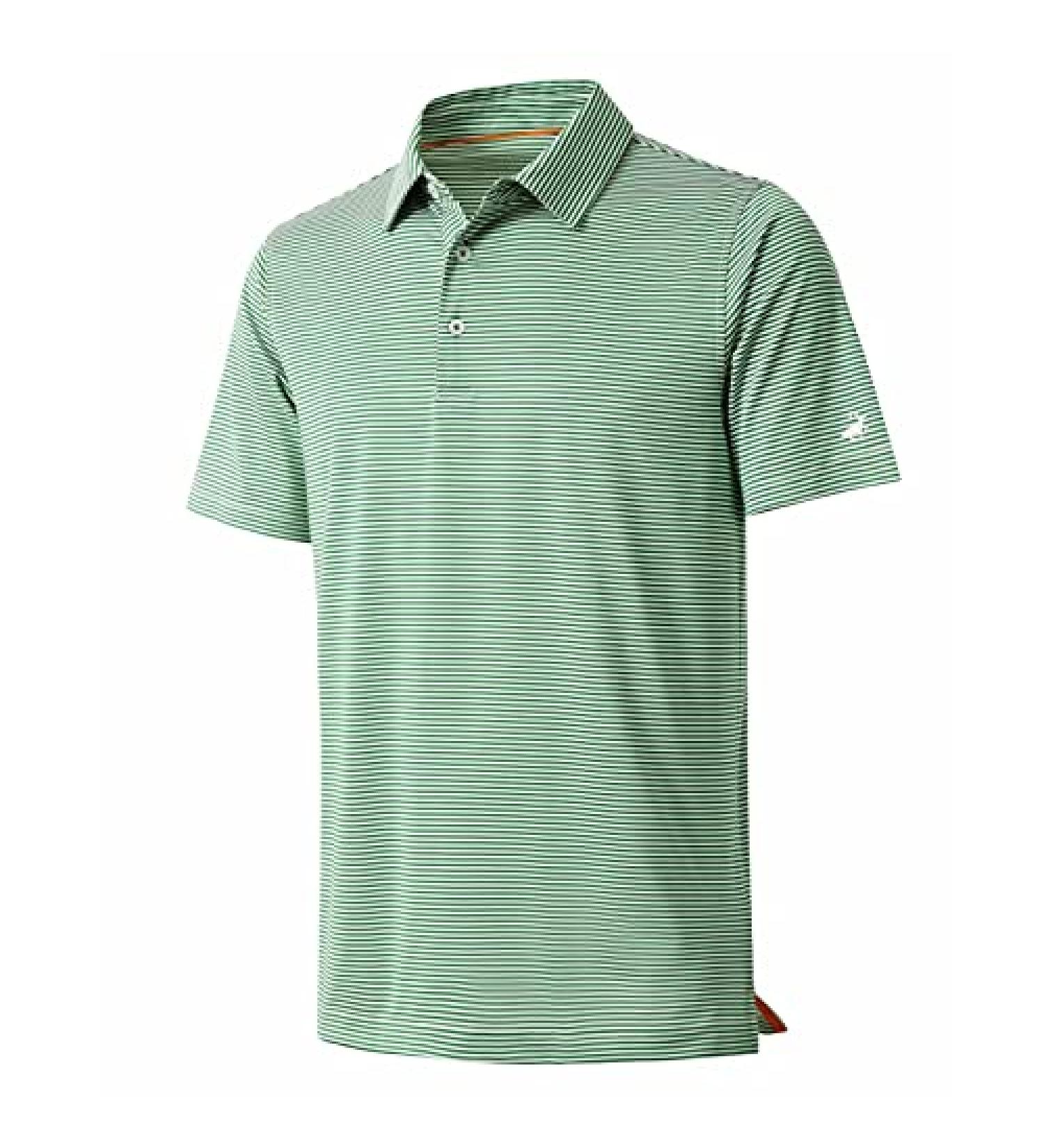 Men's Moisture Wicking Golf Polo Shirt - Emerald Stripe, XX-Large - Buy Online on SooperMarket.com