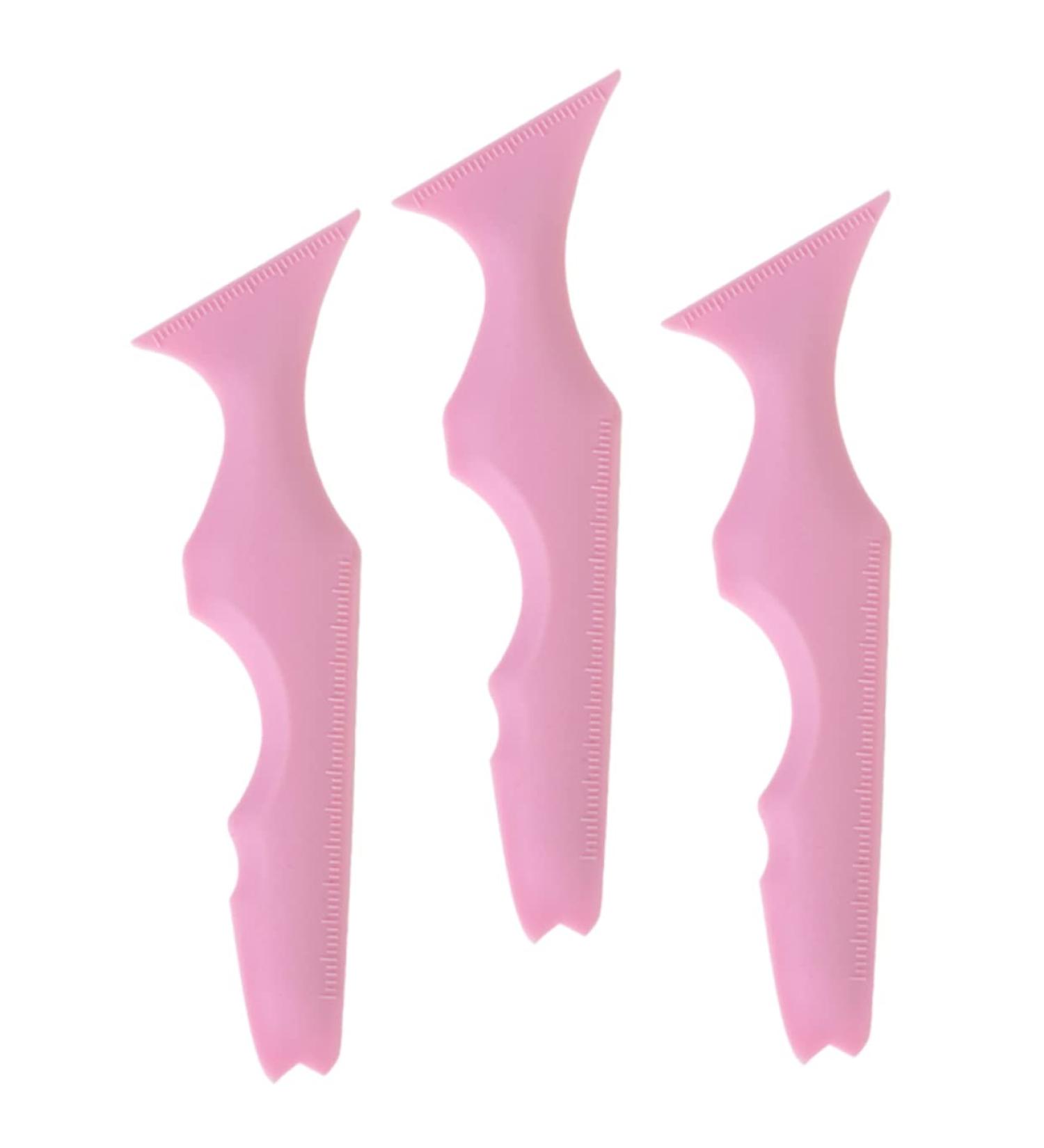 Mikinona 3pcs Silicone Beauty Ruler Eyeliner Pencil Eyeshadow Stencils Aid Makeup Guide Stencils Puzzle Bevel 15X4.15CM Pink-2 - Buy Online on SooperMarket.com