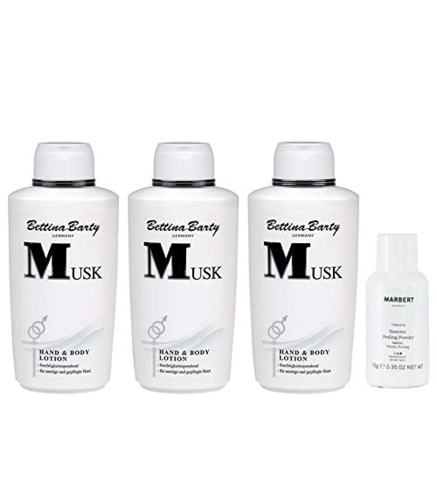 Buy Bettina Barty Musk Hand & Body Lotion 3 x 500 ml + Free Marbert Enzyme Peeling Powder 10 g | International Shipping Available - Buy Online on SooperMarket.com