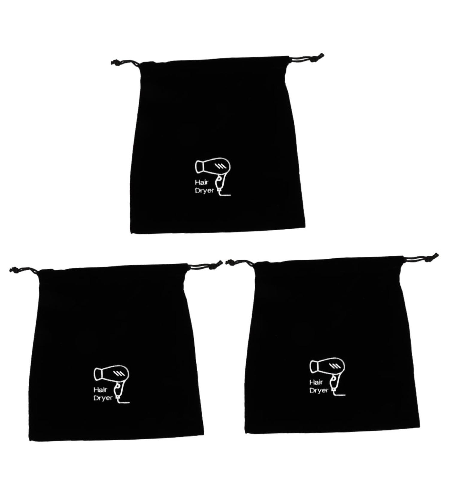 PLAFOPE 3 Pcs Hair Dryer Storage Bag Makeup Bag for Purse Hairdryer Bag Purse Organizer Bags Black Flannel - Buy Online on SooperMarket.com