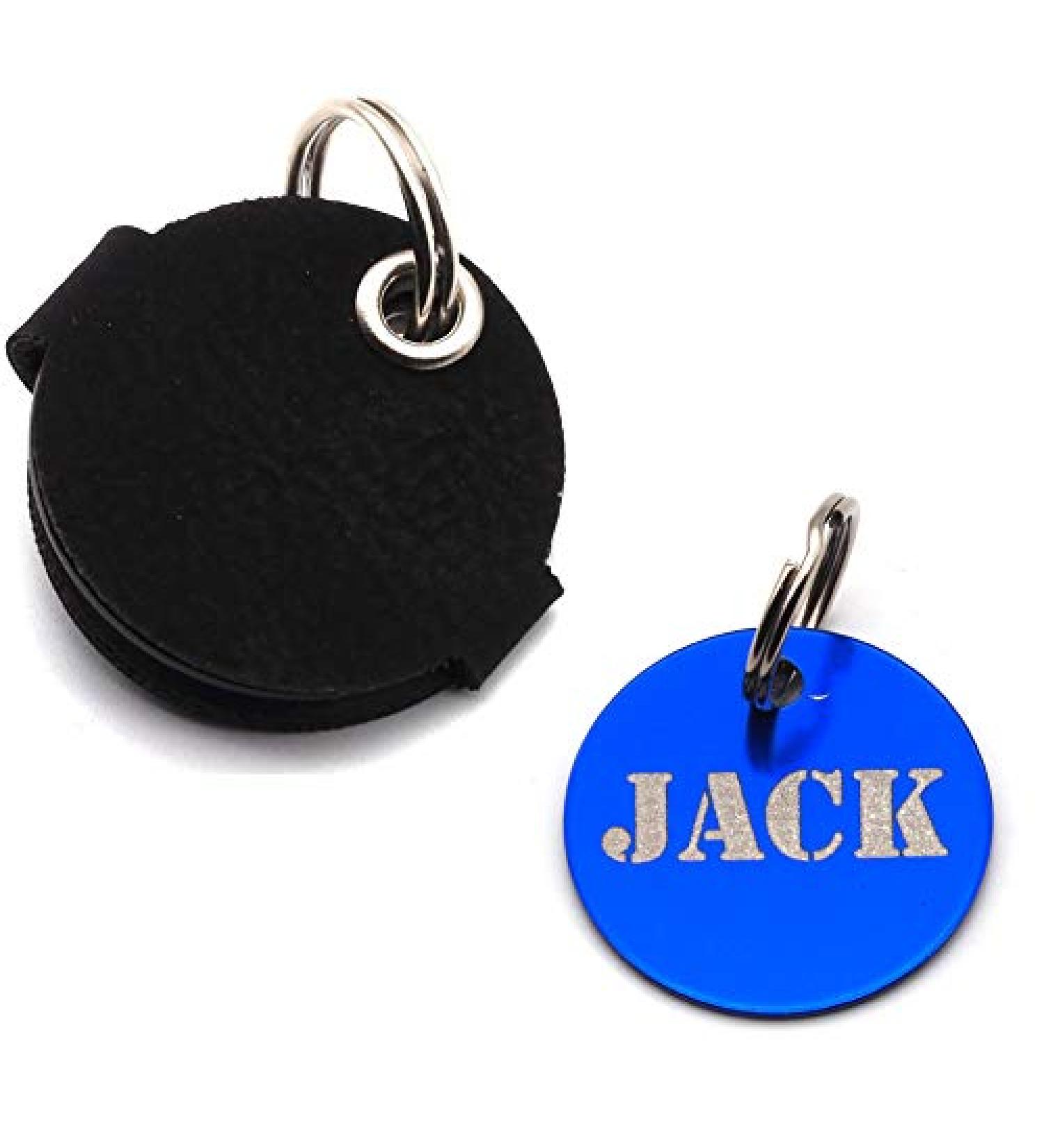 Personalized Dog Brand Pocket with Push Button - Engraved Synthetic Leather Tags in Blue Black Red Yellow | 30mm Control Space - Buy Online on SooperMarket.com