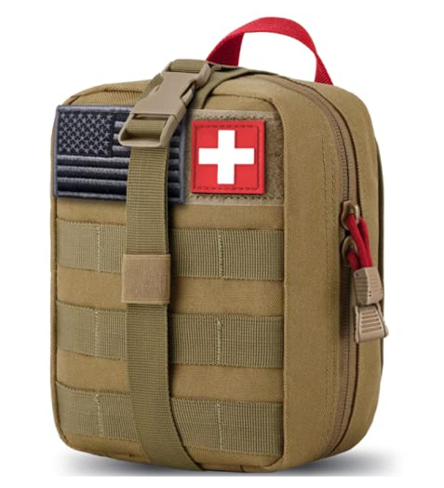 Buy Medical Tactical Bags | EMT First Aid IFAK Rip-Away Utility Pouch Red & Brown for Camping Hunting Hiking Home & Car Adventures - Buy Online on SooperMarket.com