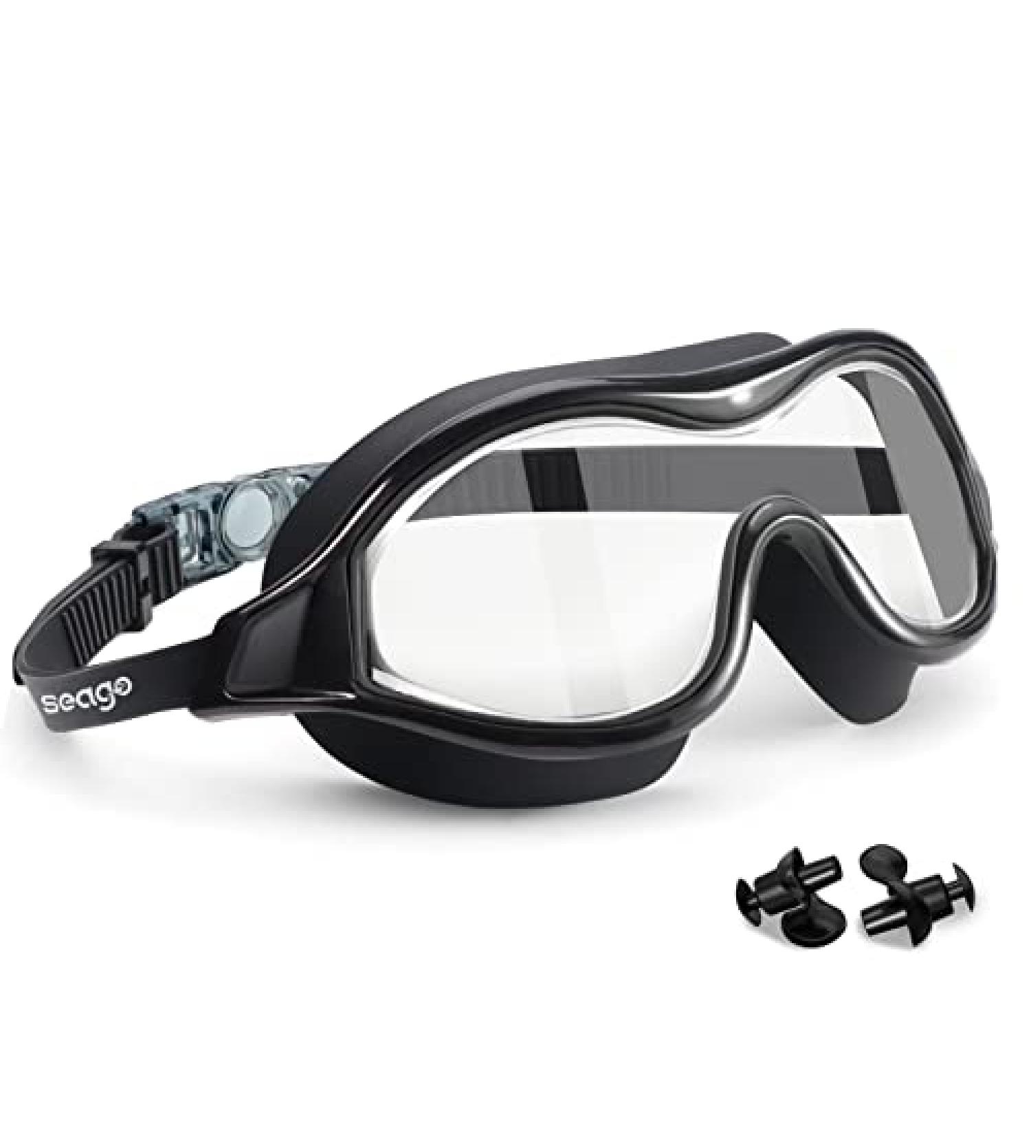 Anti-Fog UV Protection Swim Goggles for Adults and Youth - Clear Vision, No Leaking - Black/Clear - Buy Online on SooperMarket.com