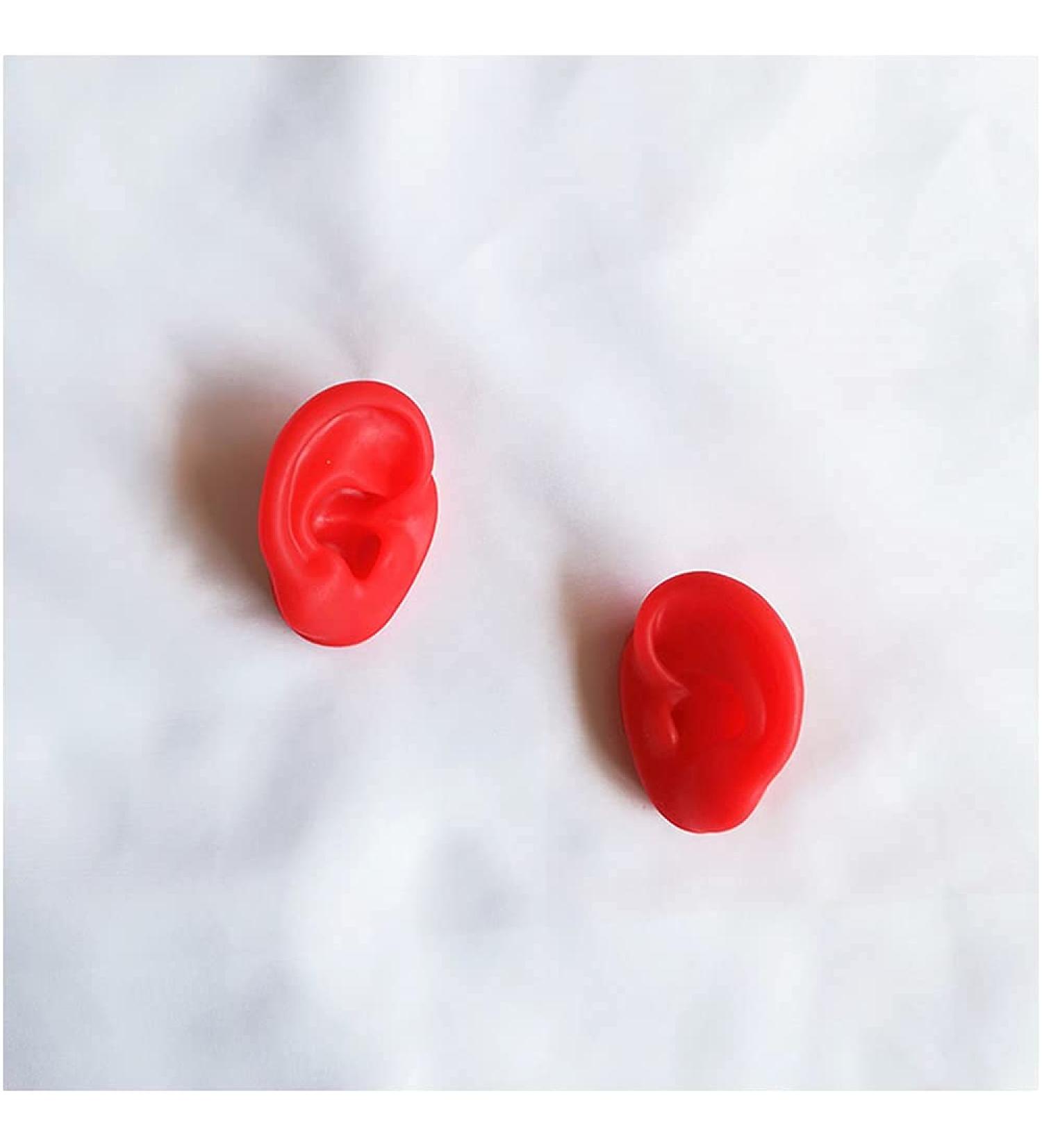 Flexible Silicone Ear Sample - Artificial Simulation Ear Red Ear Silicone Ear Model for Acupuncture Studs Earrings Earphones Helmet Display - Buy Online on SooperMarket.com