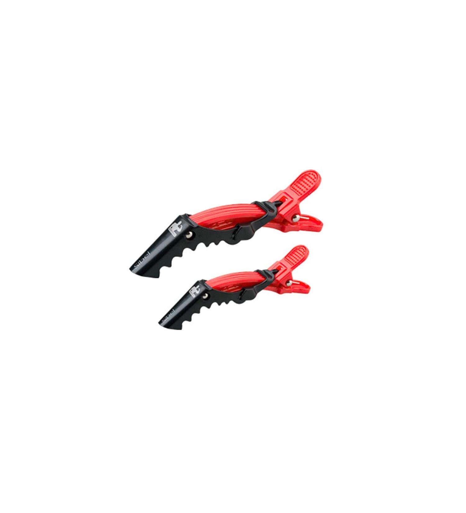 Sibel Crocodile Hair Clips Strong Pack of 4 Red