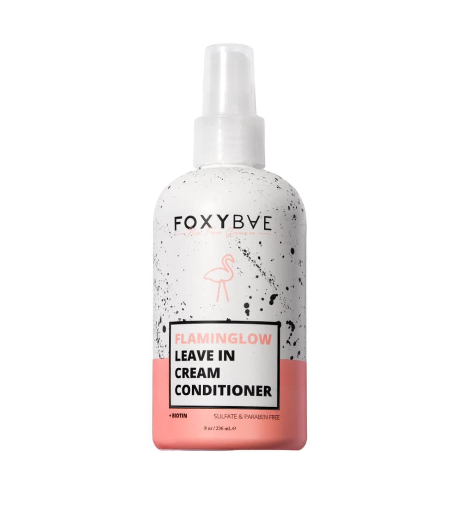 FoxyBae Flaminglow Leave-In Conditioner Cream - 8 oz | Keratin + Biotin, Detangling Spray for Curly & Color Treated Hair - Buy Online on SooperMarket.com