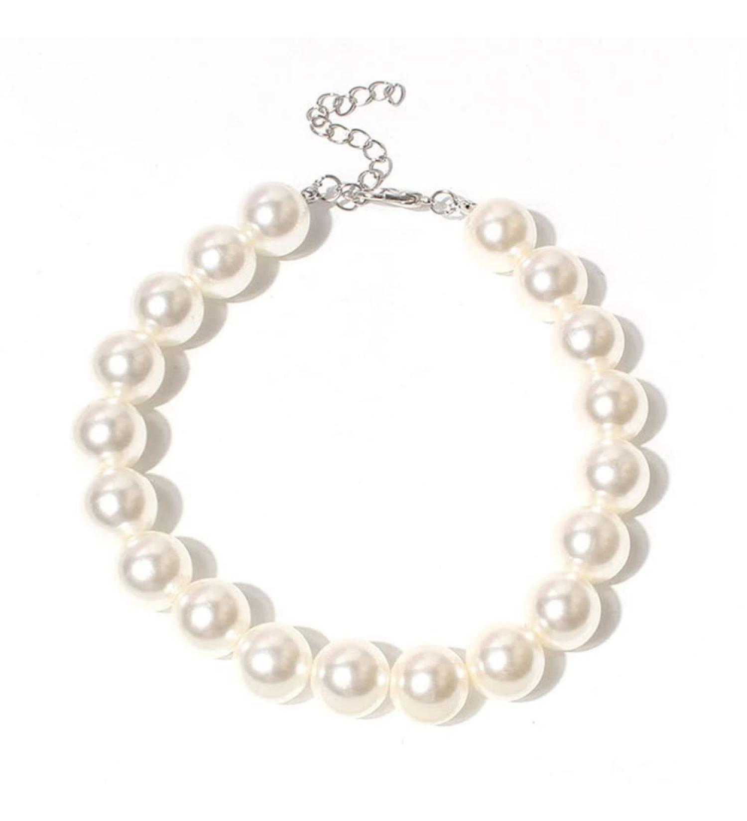 RayMinsino Adorable Pet Pearl Collar Adjustable Cat Dog Pet Necklace Jewelry Chihuahua York Girl Clothing Dress Accessories White - Buy Online on SooperMarket.com