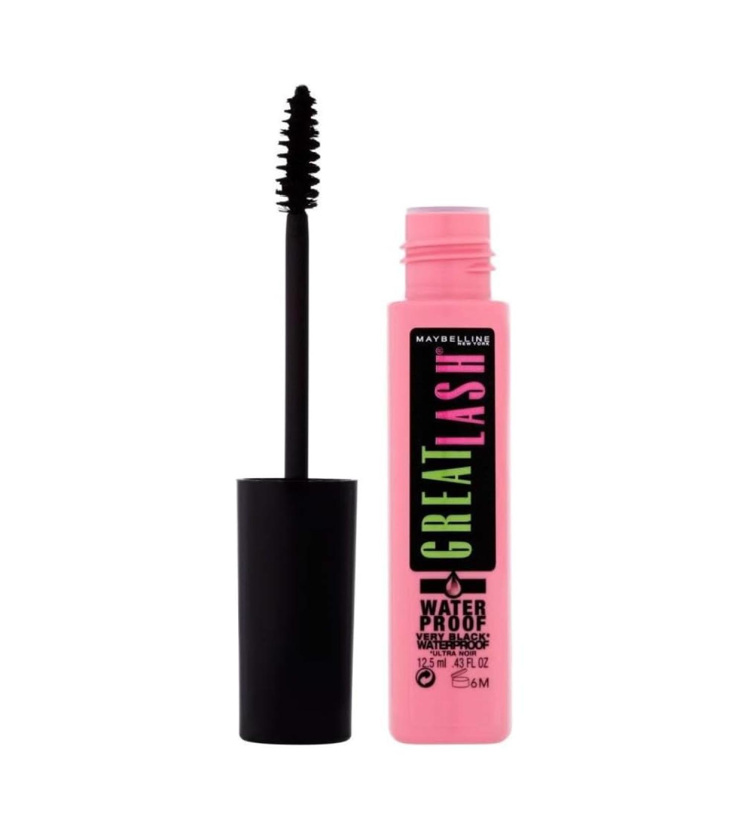 Maybelline New York waterproof mascara for thicker eyelashes and more volume Great lash mascara No. 2 very black waterproof 1 x 12.5 ml 1 pieces 12.5 ml (1 Pack) very black