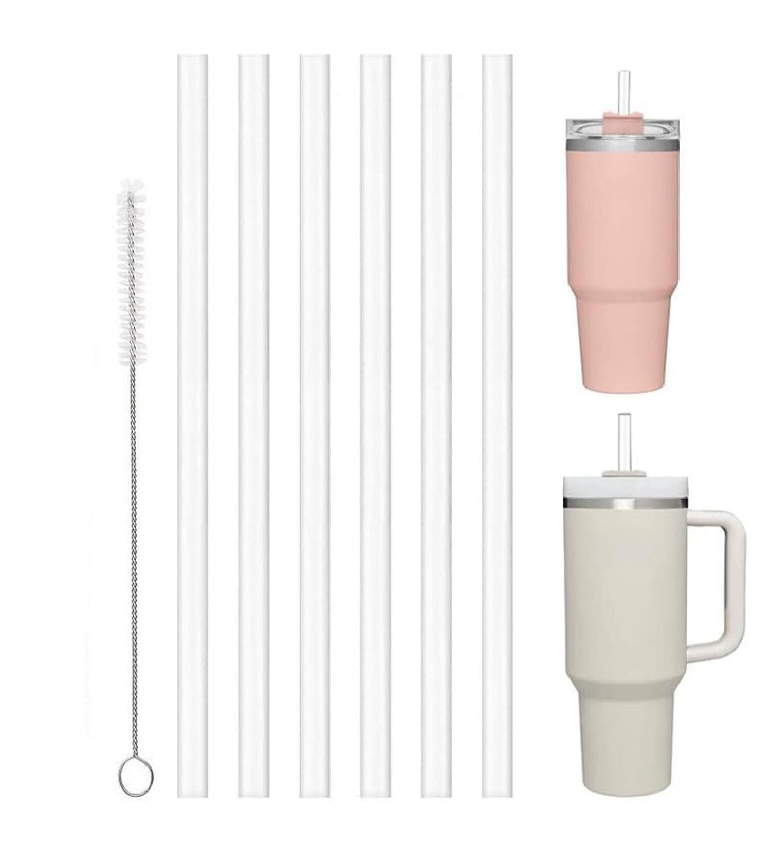 6 Straws and 1 Brush Reusable Straws Plastic Clear Reusable Straws - Buy Online on SooperMarket.com