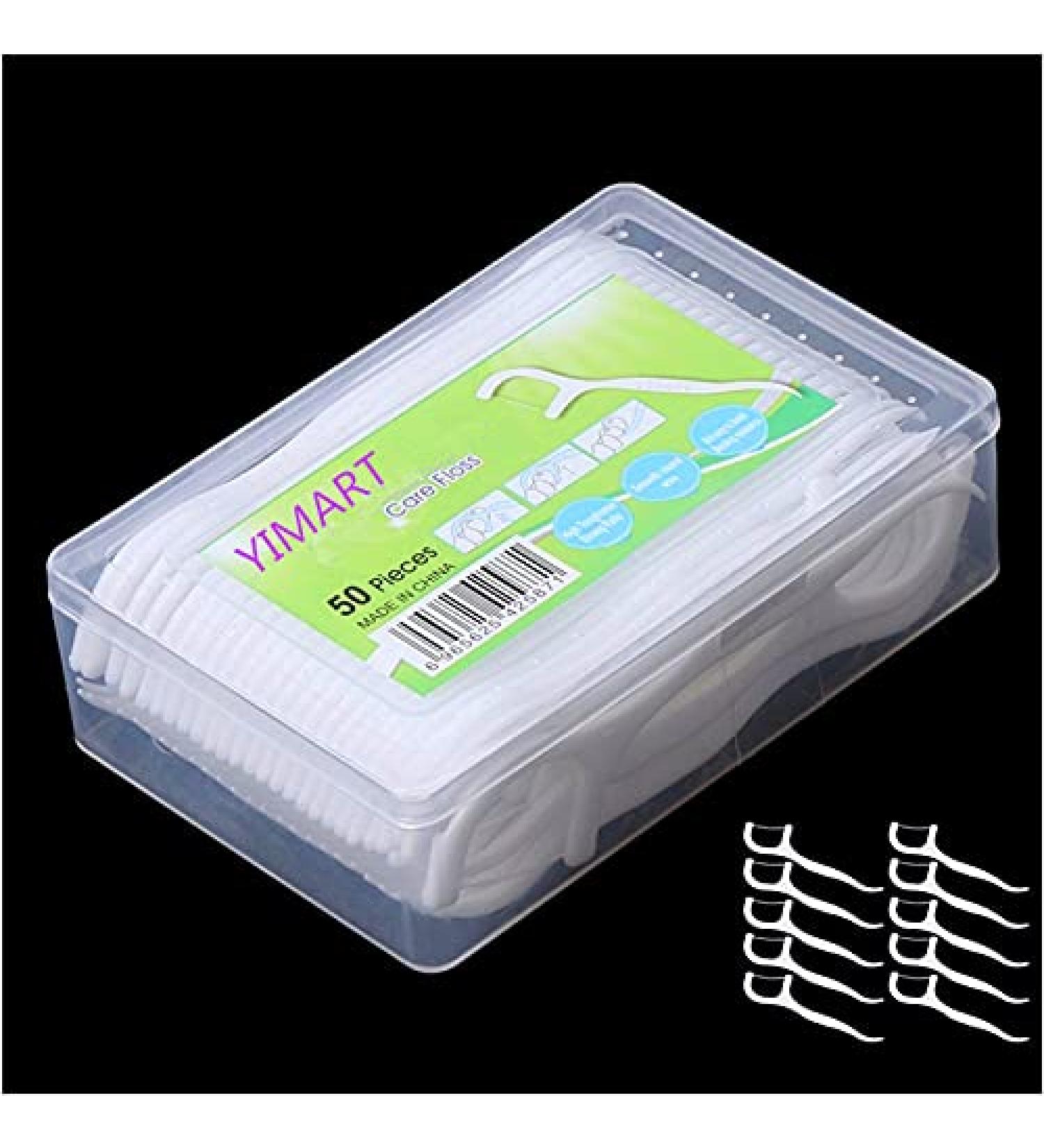 YIMART 100pcs Dental Floss Picks - Flossers for Oral Hygiene & Interdental Cleaning - Premium Toothpick & Floss Pick Set for Healthy Teeth - Buy Online on SooperMarket.com