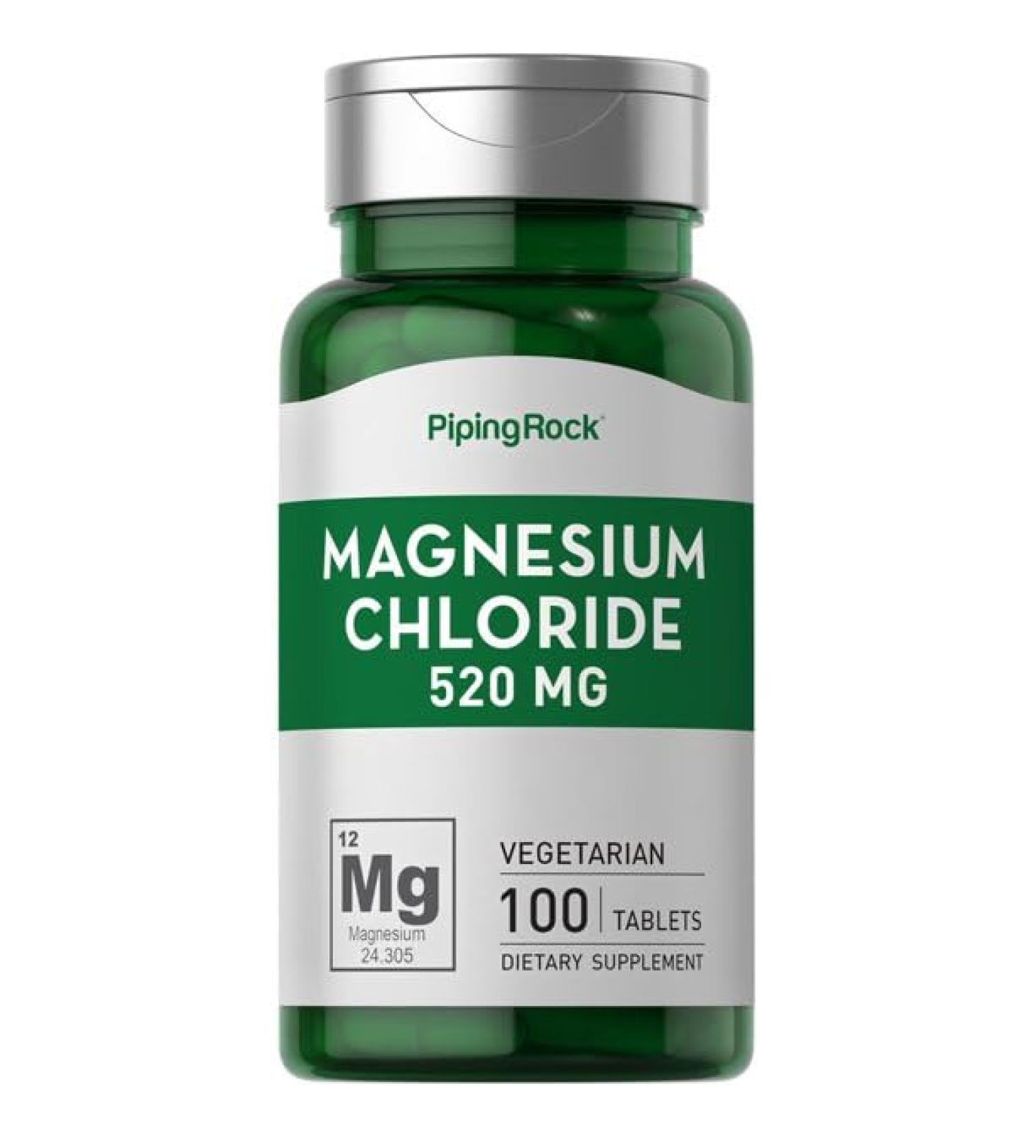 LLK Magnesium Chloride 520mg | 100 Vegetarian Tablet Capsules | Natural Supplement - Buy Online on SooperMarket.com
