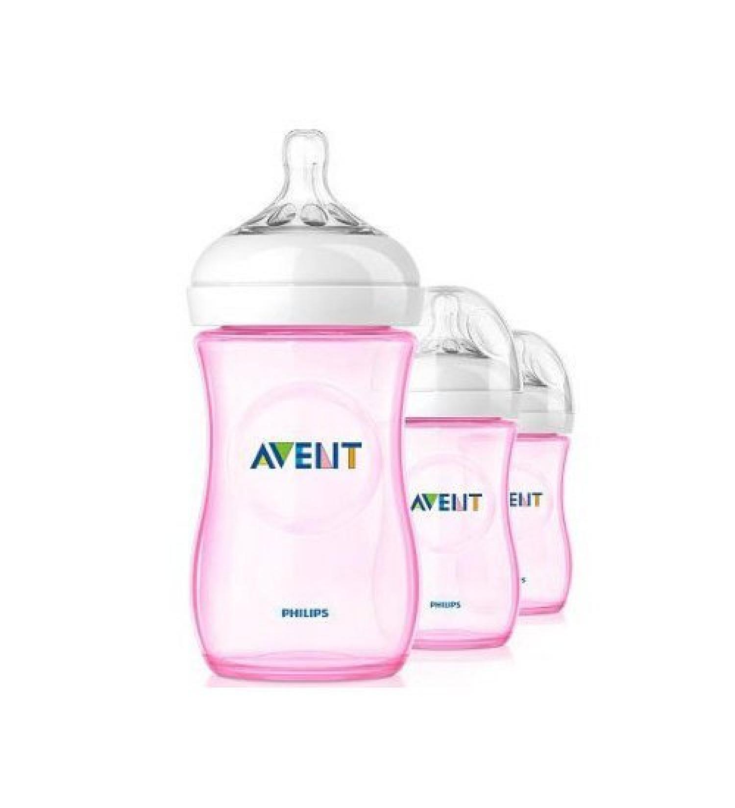 Philips Avent Natural PP Pink 9-Ounce Baby Bottles (Pack of 3)