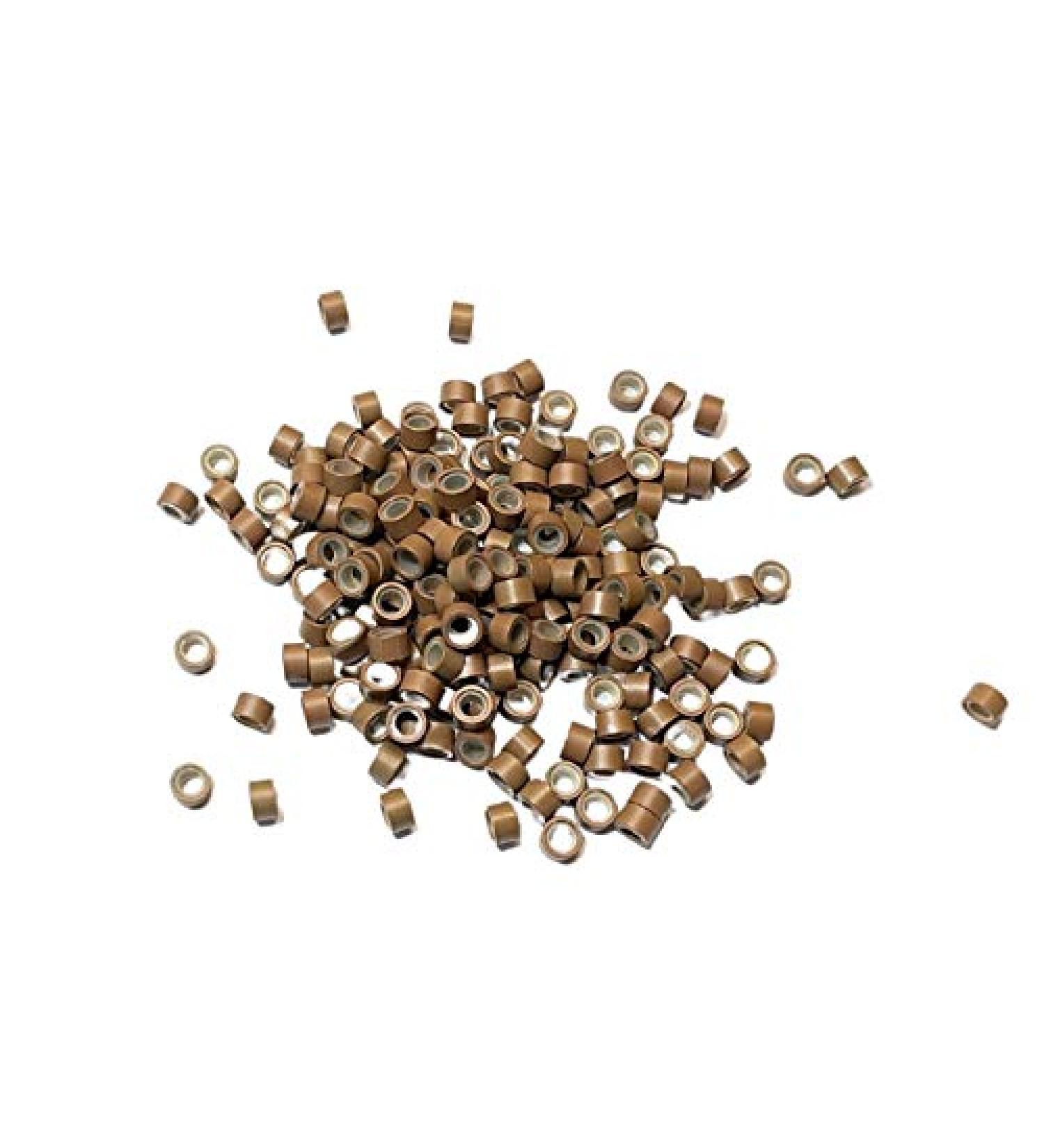 Kiara World 100 Light Brown Silicone Lined Micro Rings Beads 5mm for Pre Bonded I Tip Human Hair Extensions Feather Extensions - Buy Online on SooperMarket.com