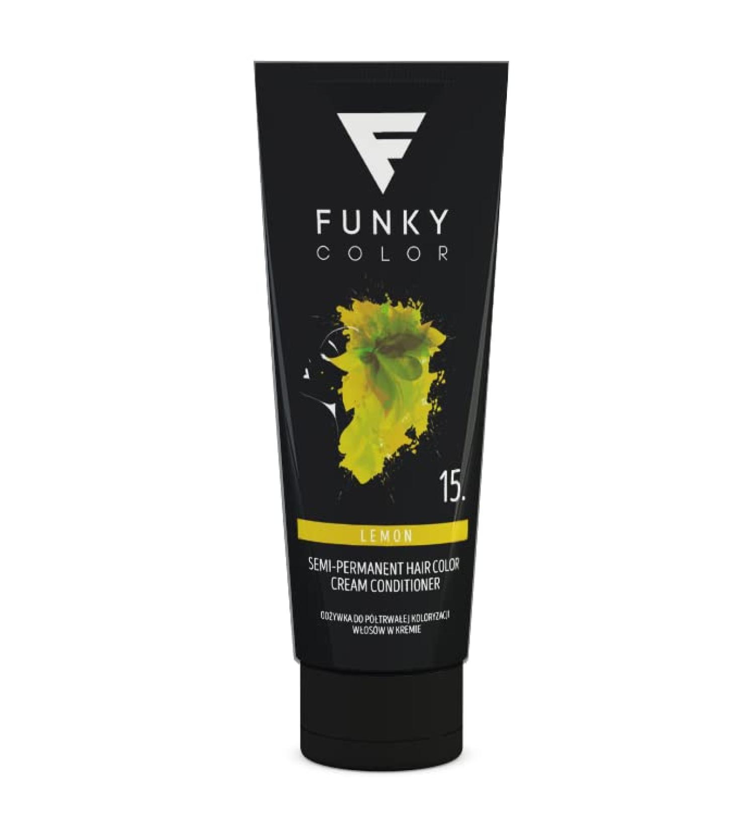 Funky Color Lemon 15 - Semi-Permanent Hair Dye | Vibrant Colors (28 Shades) for Bold Hair Transformations - Buy Online on SooperMarket.com