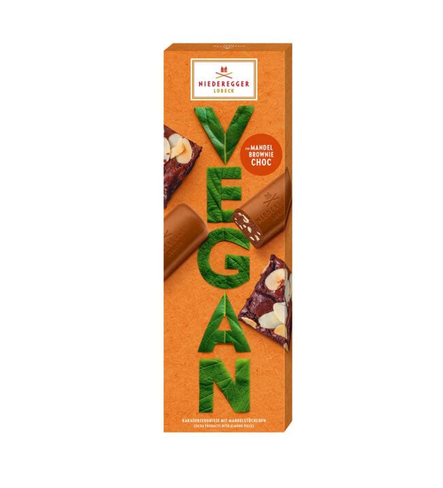 Niederegger Lubek Vegan Brownie - alternative to milk praline loaves with almond brownie pieces - 100g
