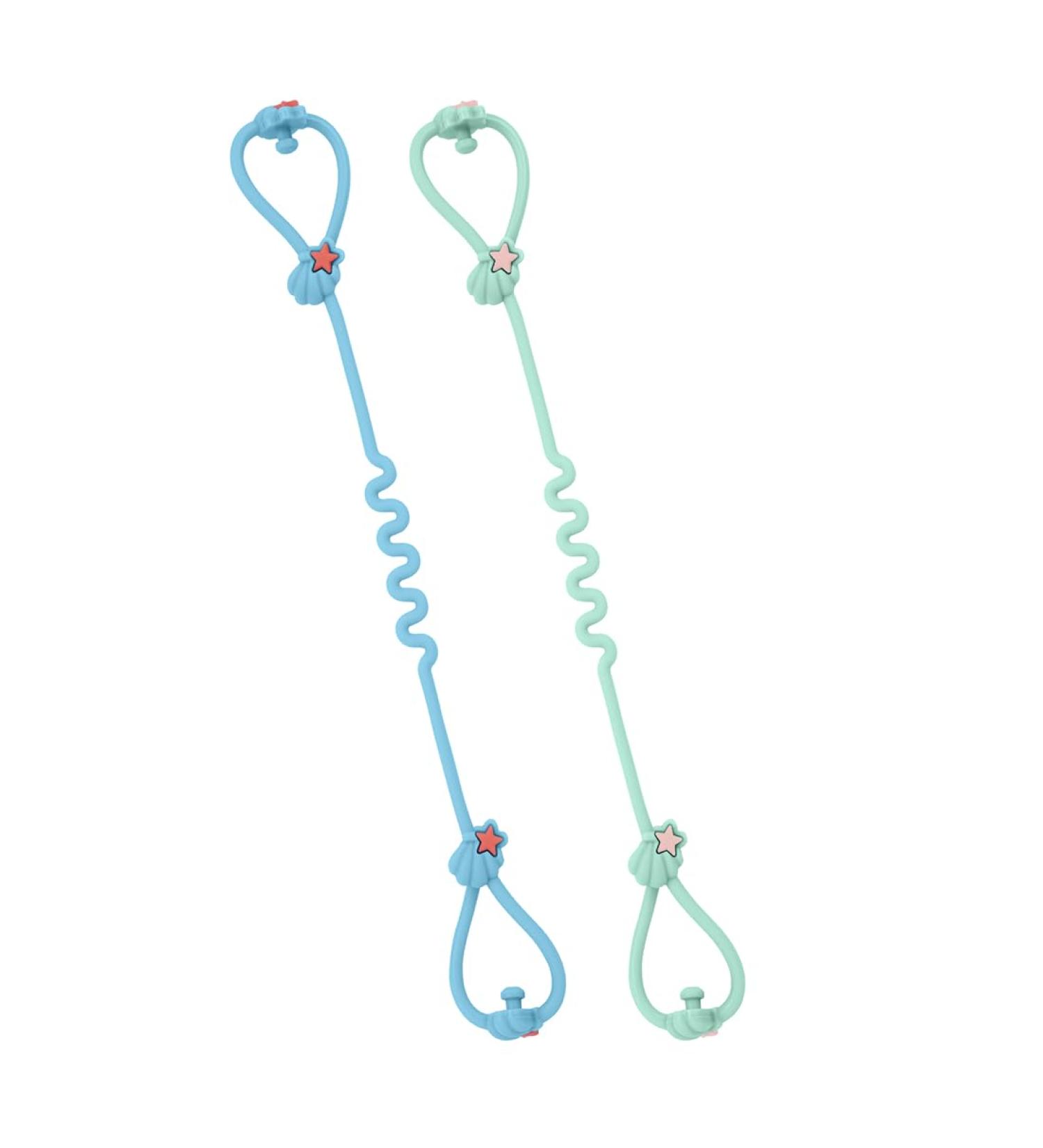 Vicloon Silicone Toy Clip 2Pcs Toy Safety Straps Food Grade Silicone Pacifier Clips Sippy Cup Strap Adjustable Stroller Pacifier Strap Hanging Toys Baby Toy Anti Drop Chain Blue/Green - Buy Online on SooperMarket.com