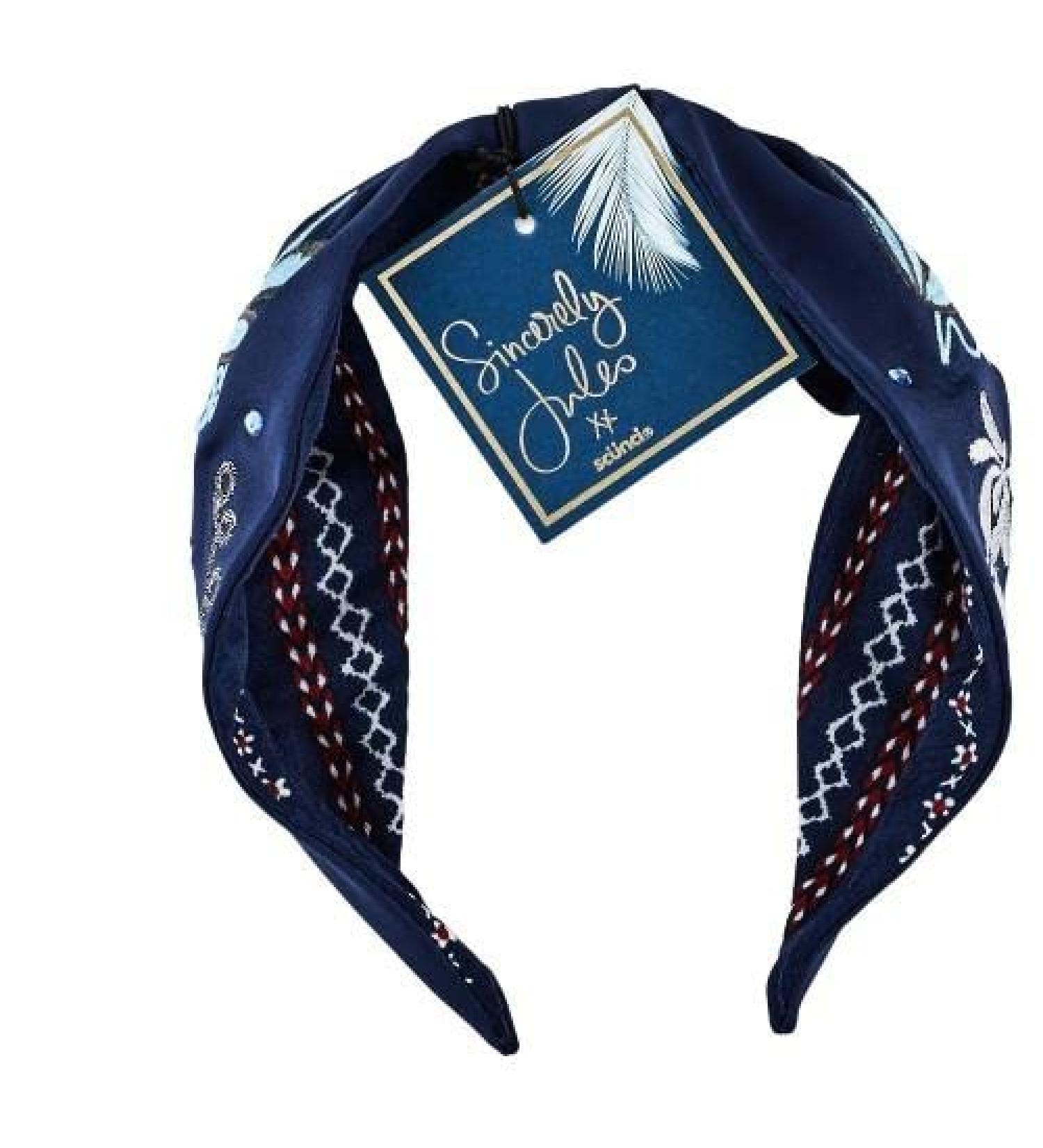 Scunci Sincerely Jules Satin Beaded Top Knot Headband  Blue  1-Piece