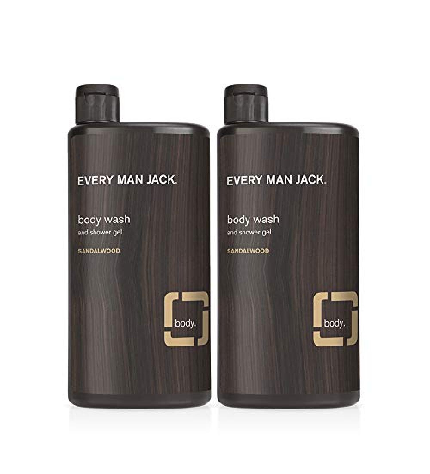 Every Man Jack Men's Body Wash Twin Pack - Sandalwood | 16.9oz x 2 Bottles | Parabens-Free, Dye-Free, Cruelty-Free - Buy Online on SooperMarket.com
