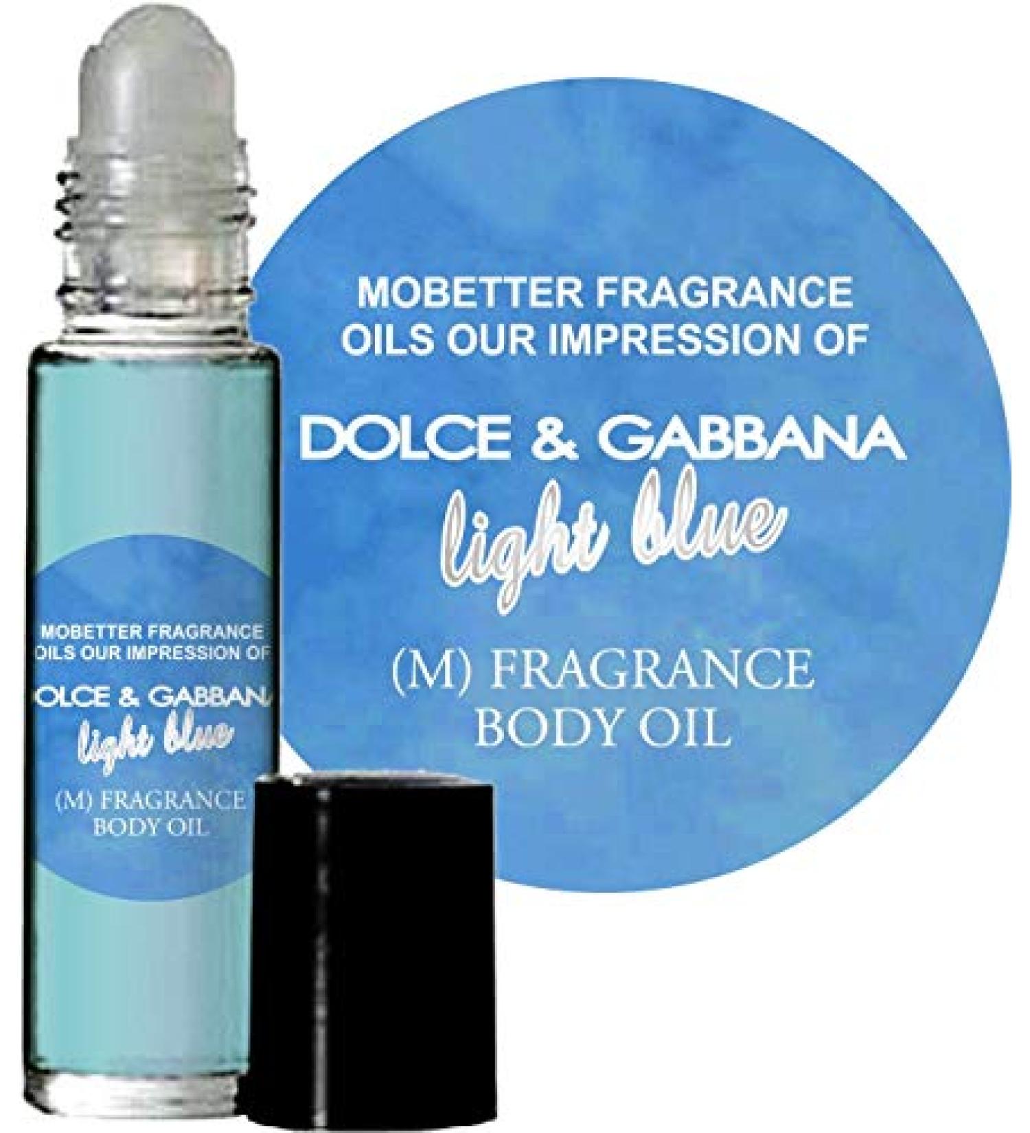 MoBetter Fragrance Oils' Our Impression of Light Blue for Men Body Oil 1/3 oz roll on Glass Bottle