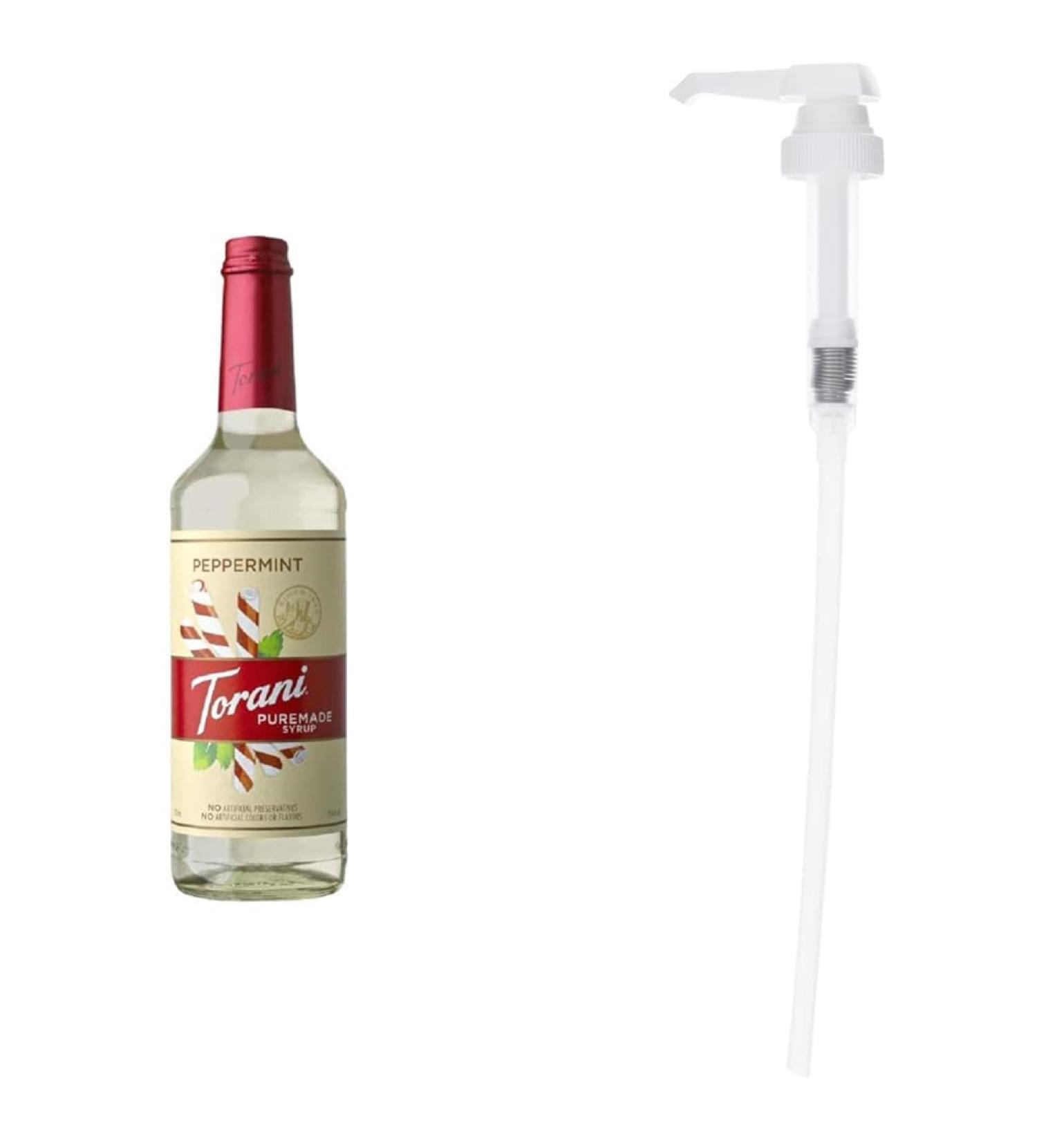 Torani Puremade Peppermint Syrup 750ml and Torani Flavored Flavour Syrup Pump for 750ml