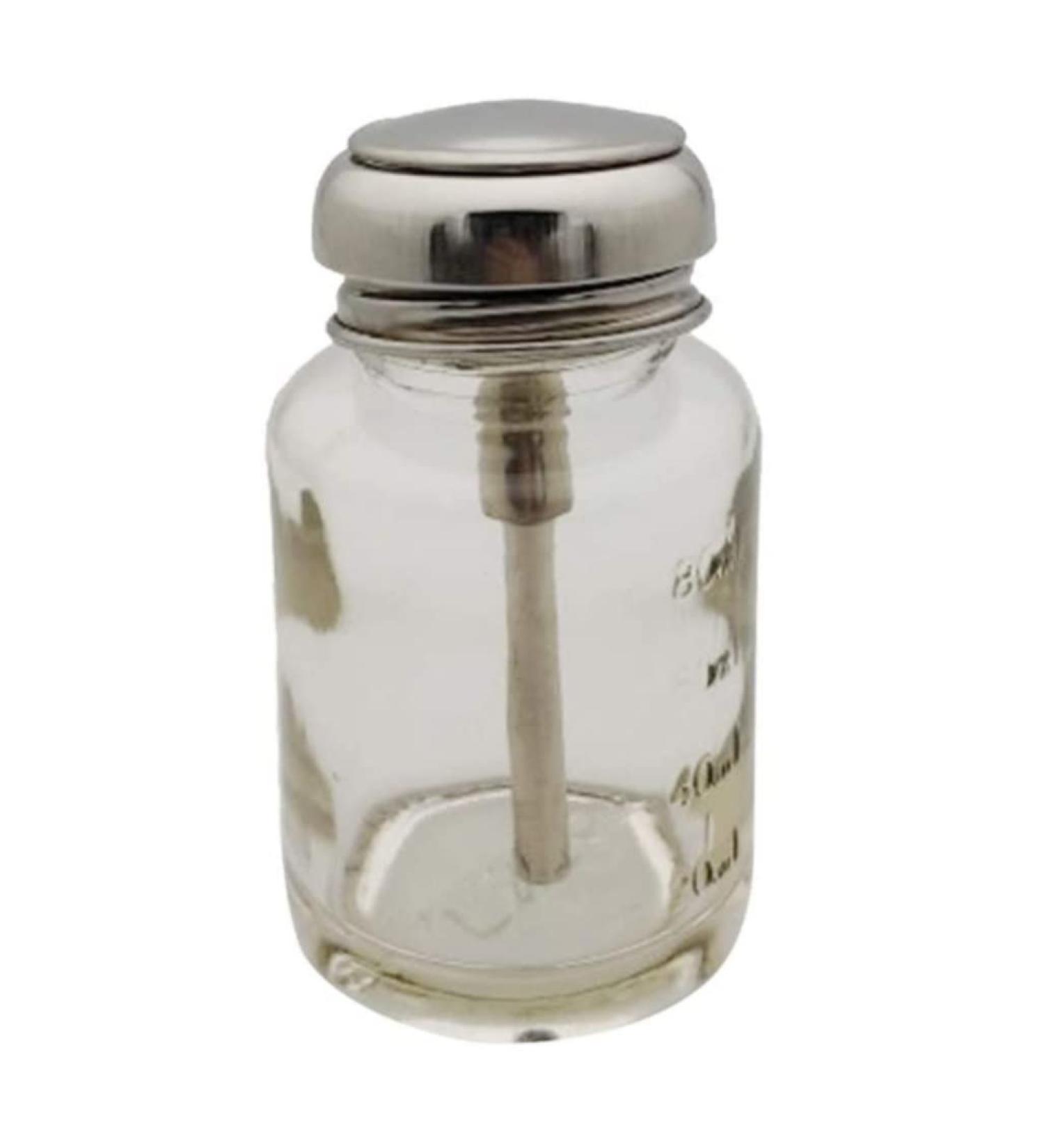 Push Glass Bottle Push Down Pump Alcohol Dispenser Pressed Bottle for Nail Polish Makeup Remover 80ML - Buy Online on SooperMarket.com